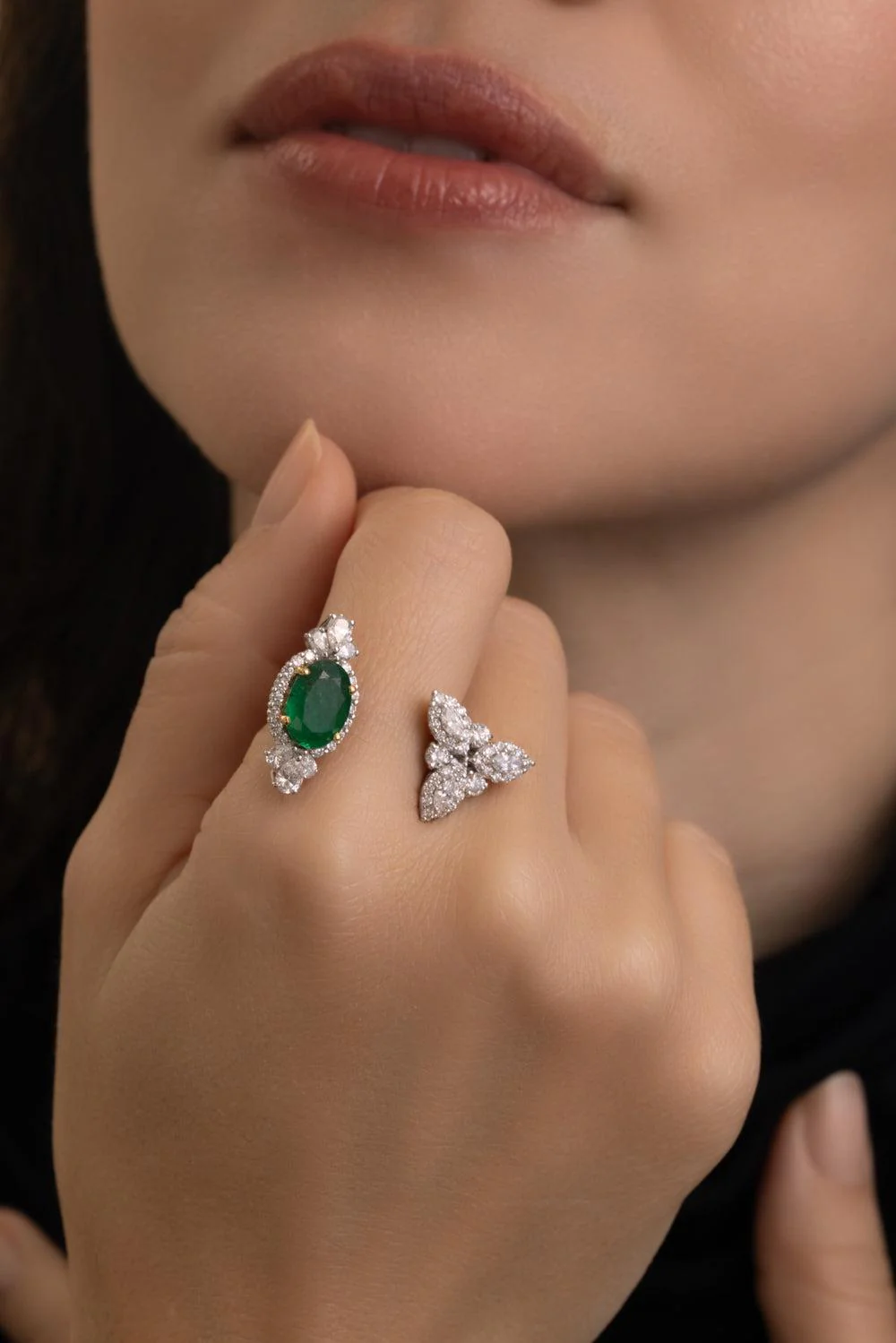 Emerald Diamond Open Reign Ring - Image 4