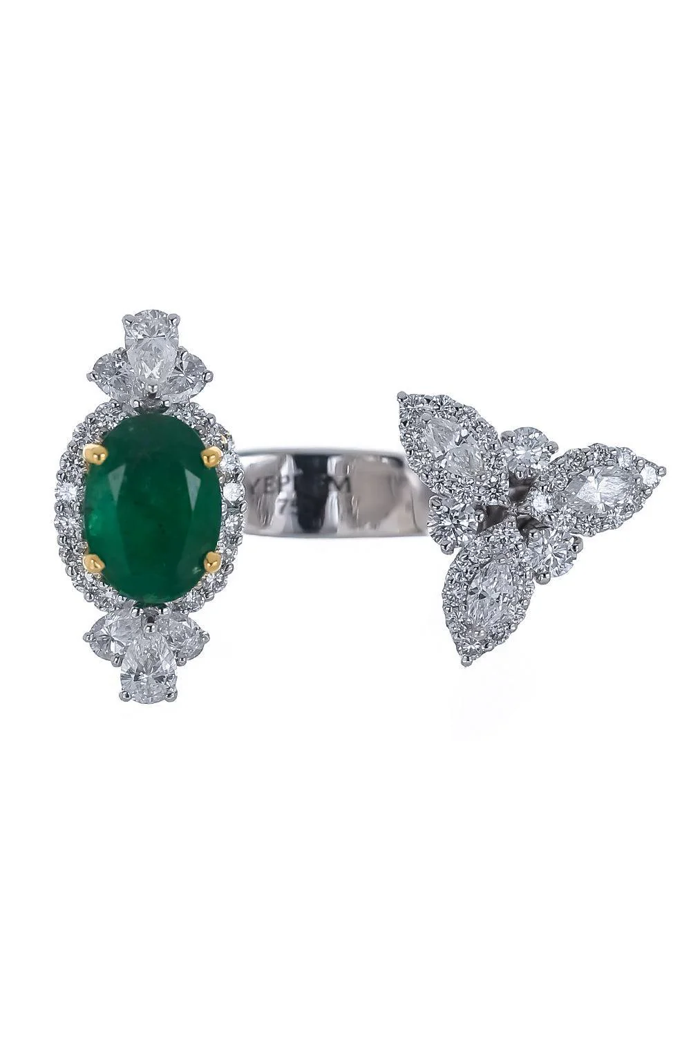 Emerald Diamond Open Reign Ring - Image 5