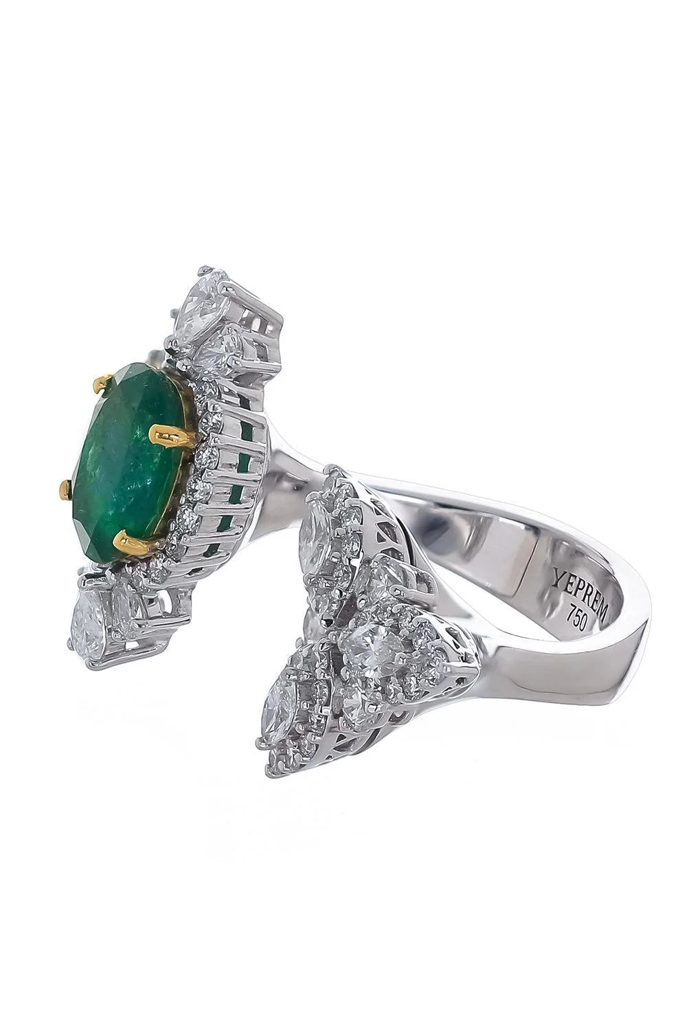 Emerald Diamond Open Reign Ring - Image 6