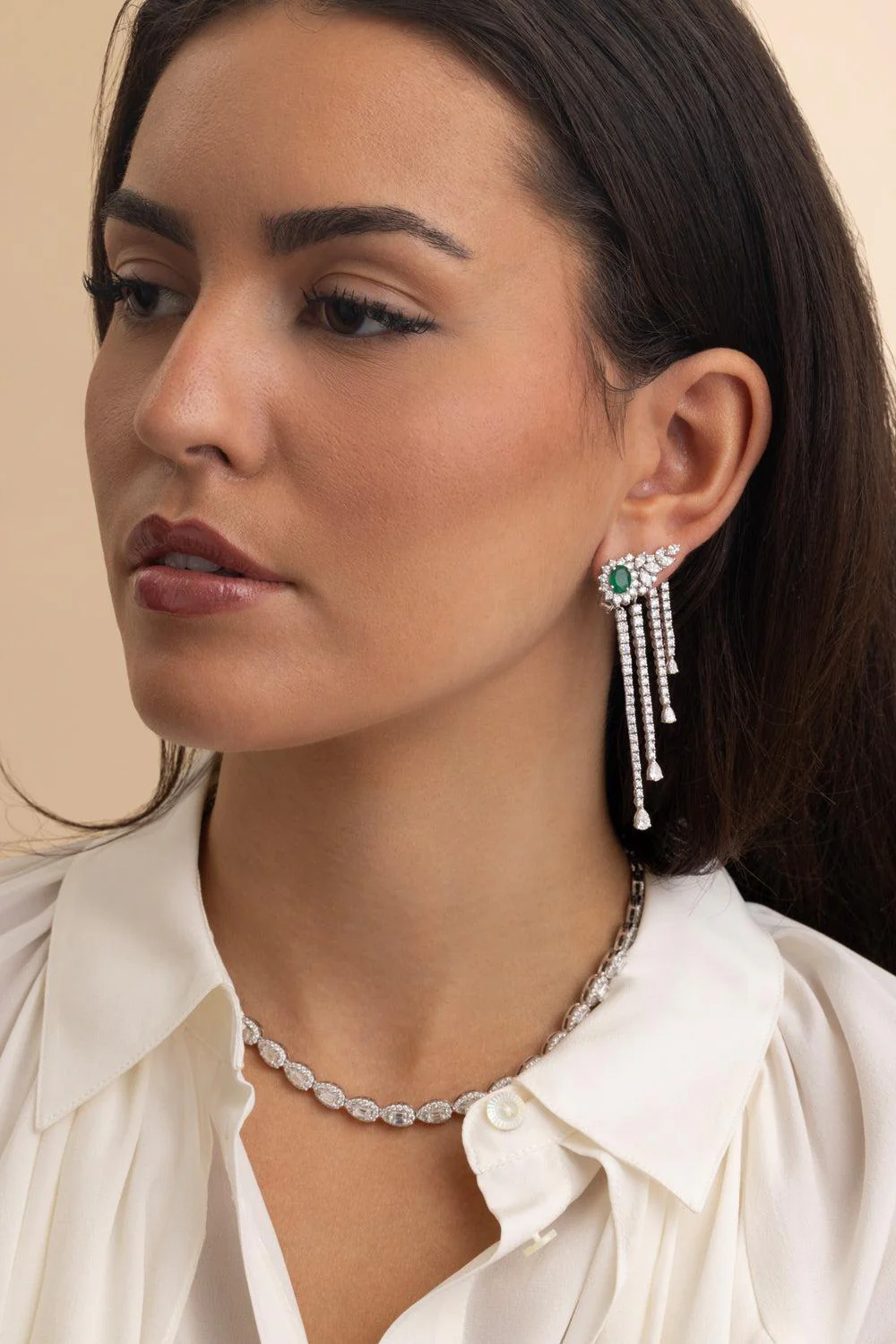 Emerald Diamond Stud Drop Reign Supreme Earrings - Image 3