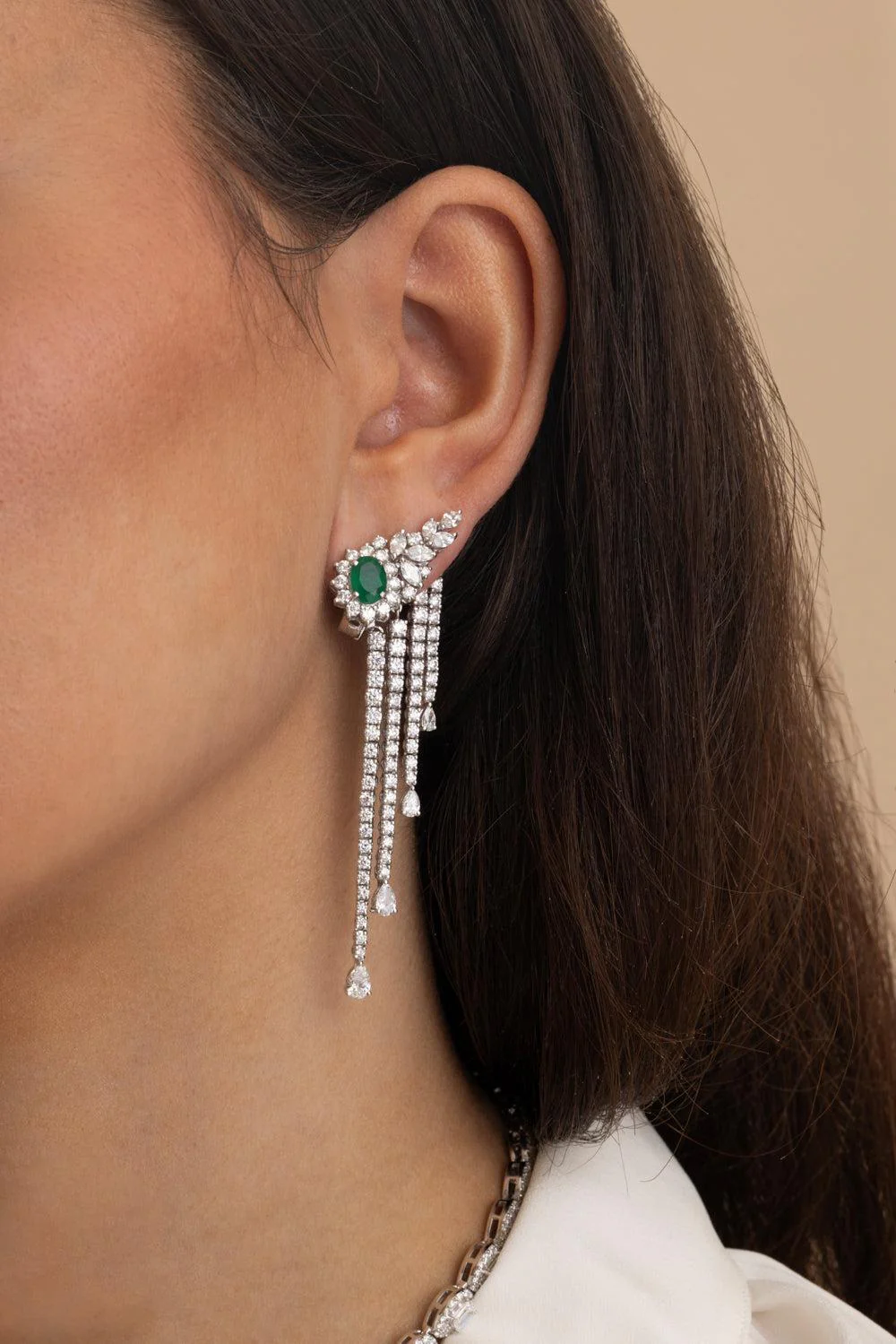 Emerald Diamond Stud Drop Reign Supreme Earrings - Image 4