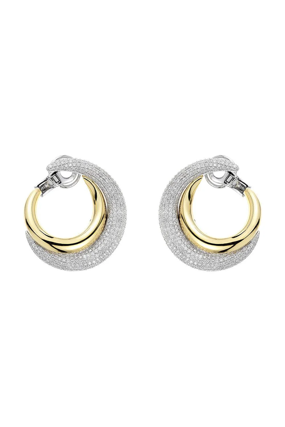 Golden Strada Diamond Open Hoop Earrings