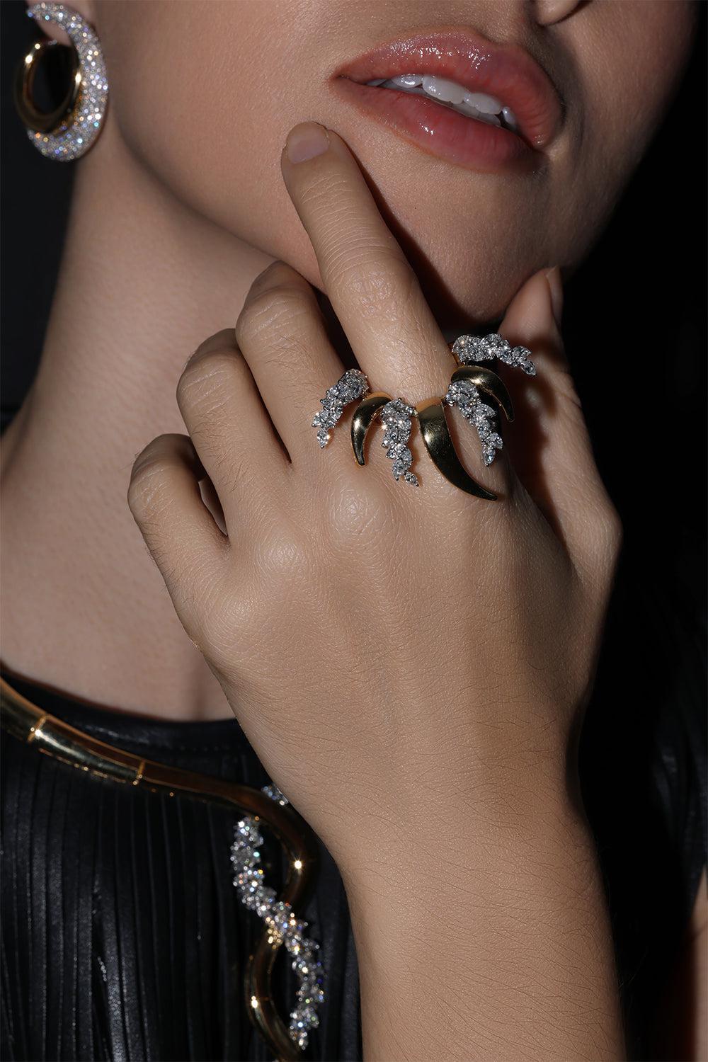 Golden Strada Diamond Statement Ring - Image 4
