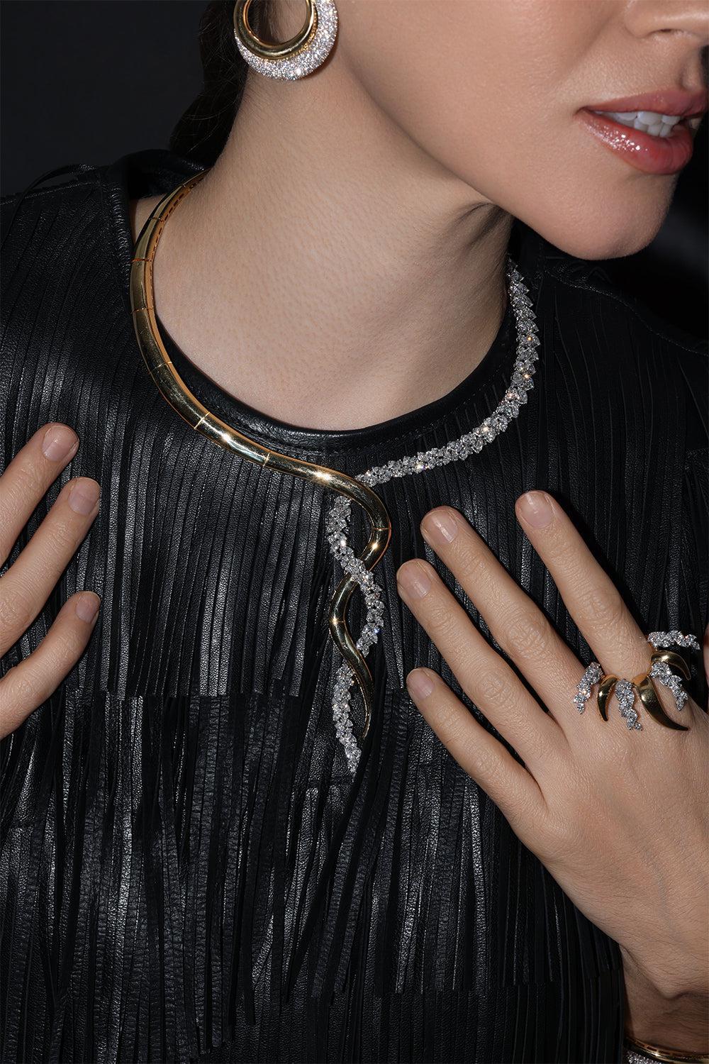 Golden Strada Diamond Twisted Necklace - Image 2