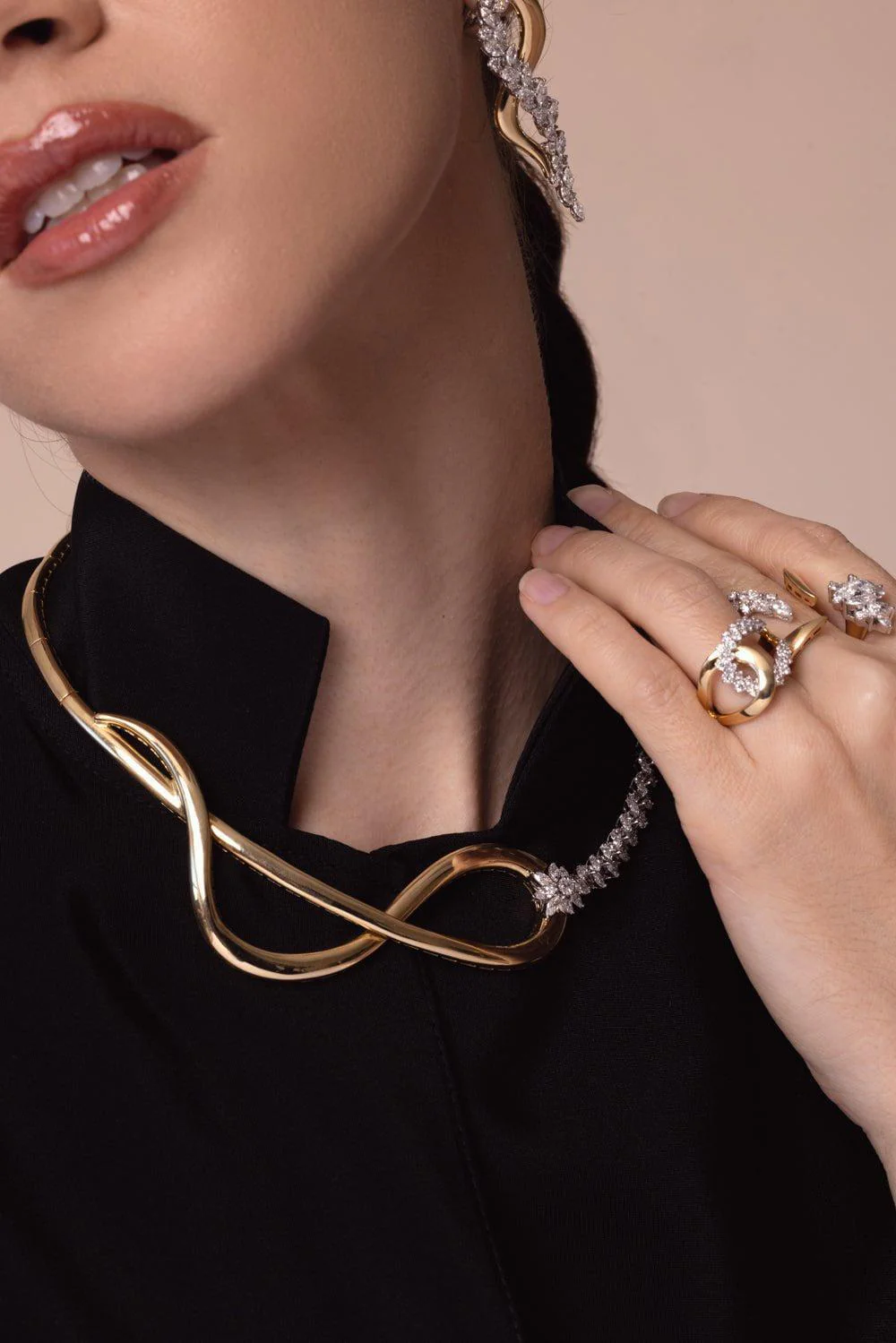 Golden Strada Infinity Statement Necklace - Image 3