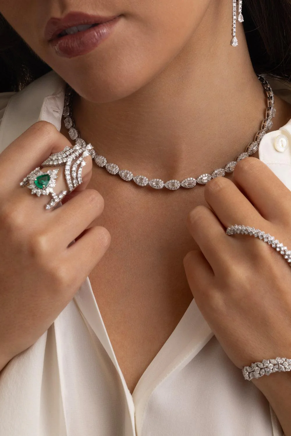 Multi Diamond Y-Couture Statement Necklace - Image 4