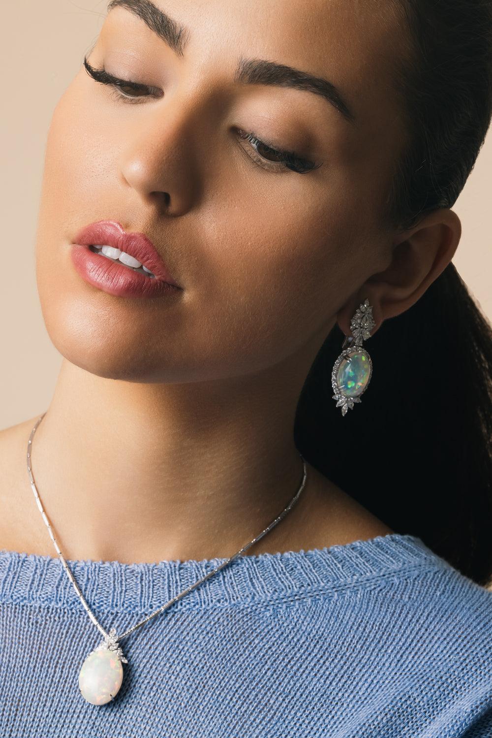 Opal Marquise Diamond Drop Reign Earrings - Image 2
