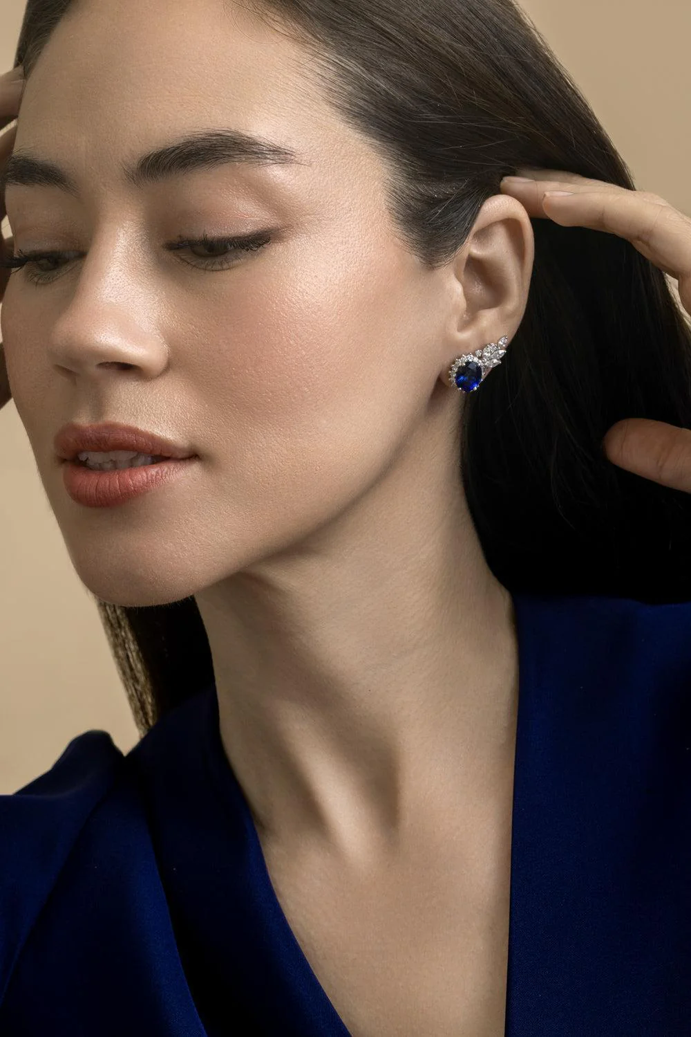 Sapphire Diamond Reign Supreme Stud Earrings - Image 2