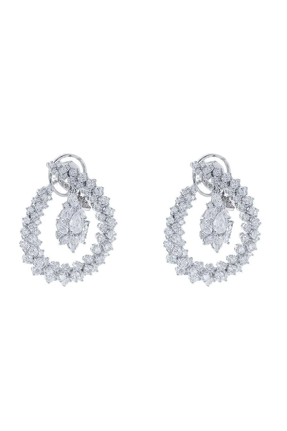 Y-Couture Diamond Hoop Drop Earrings
