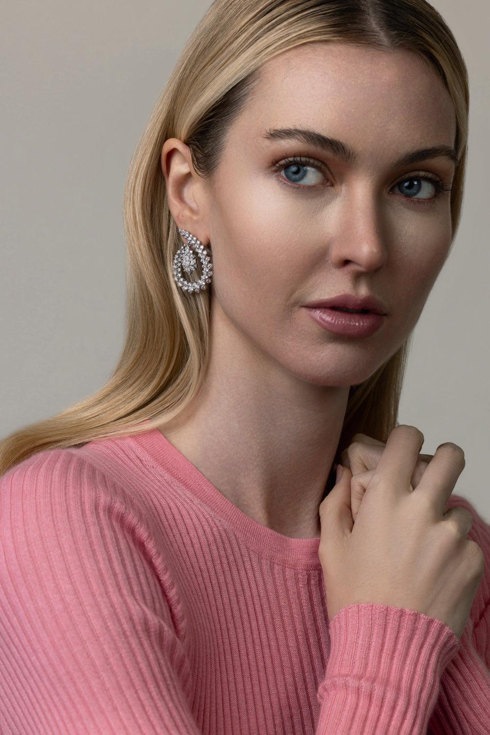 Y-Couture Diamond Hoop Drop Earrings - Image 3