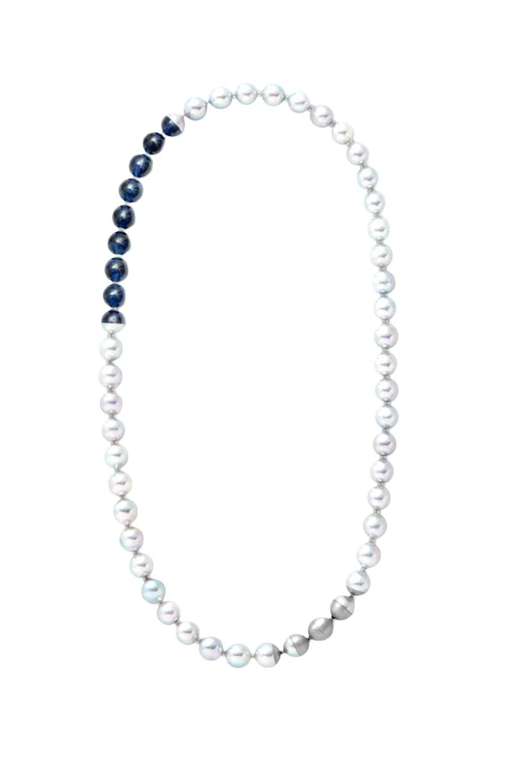 Blue Sapphire Pearl Sectional Necklace