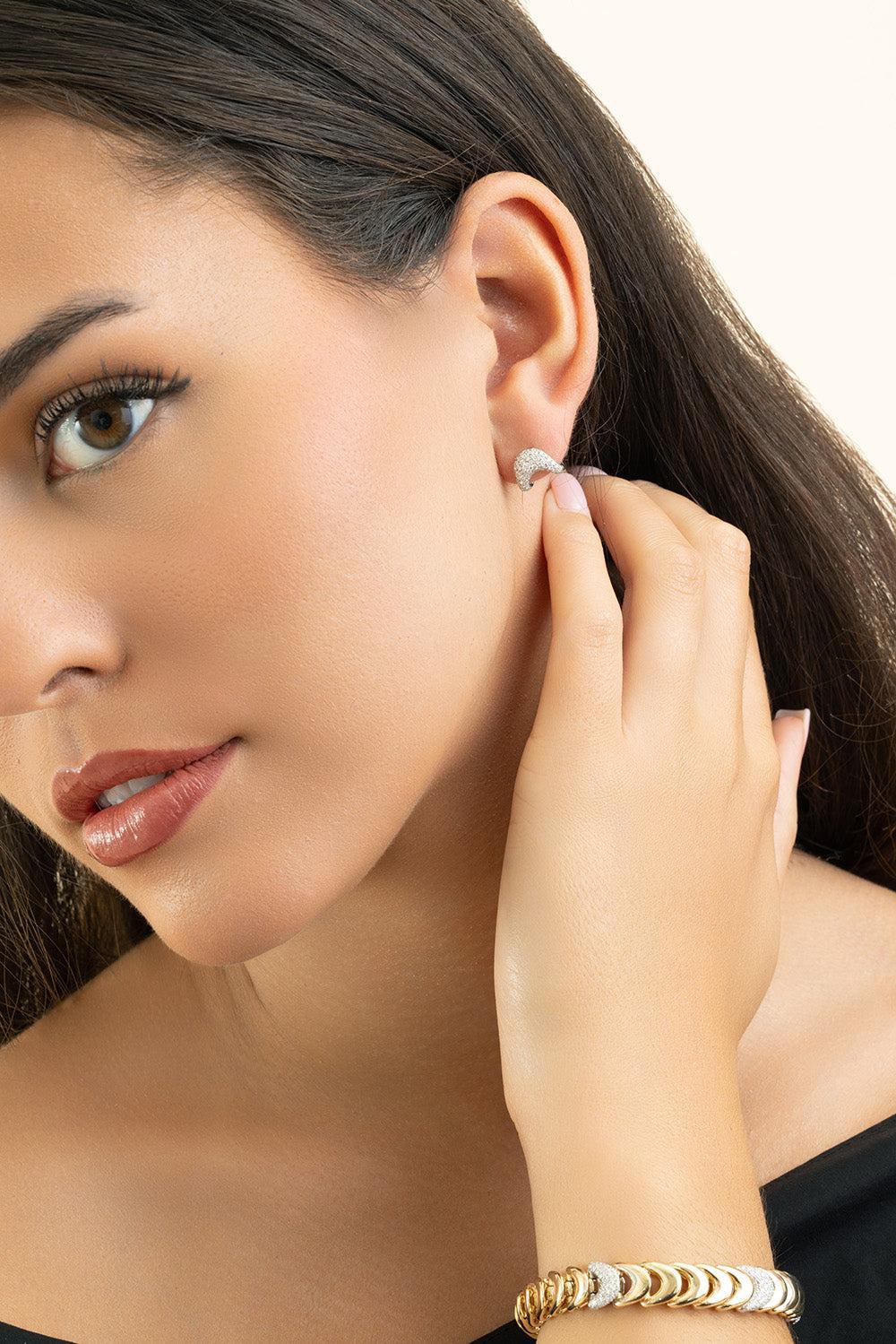 Diamond Zaha Huggie Earrings - Image 2