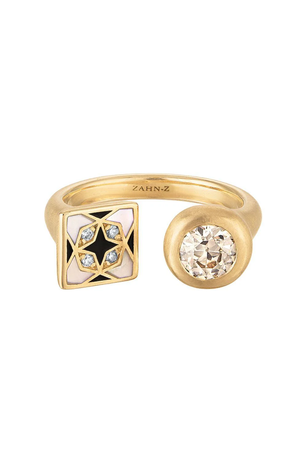 Pearl Diamond Black Sadaf And I Open Ring