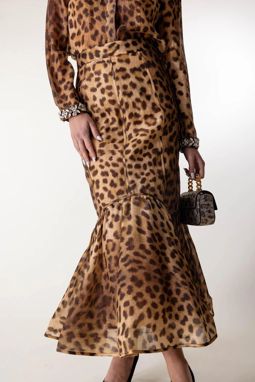 Crush Panelled Pencil Skirt - Image 3