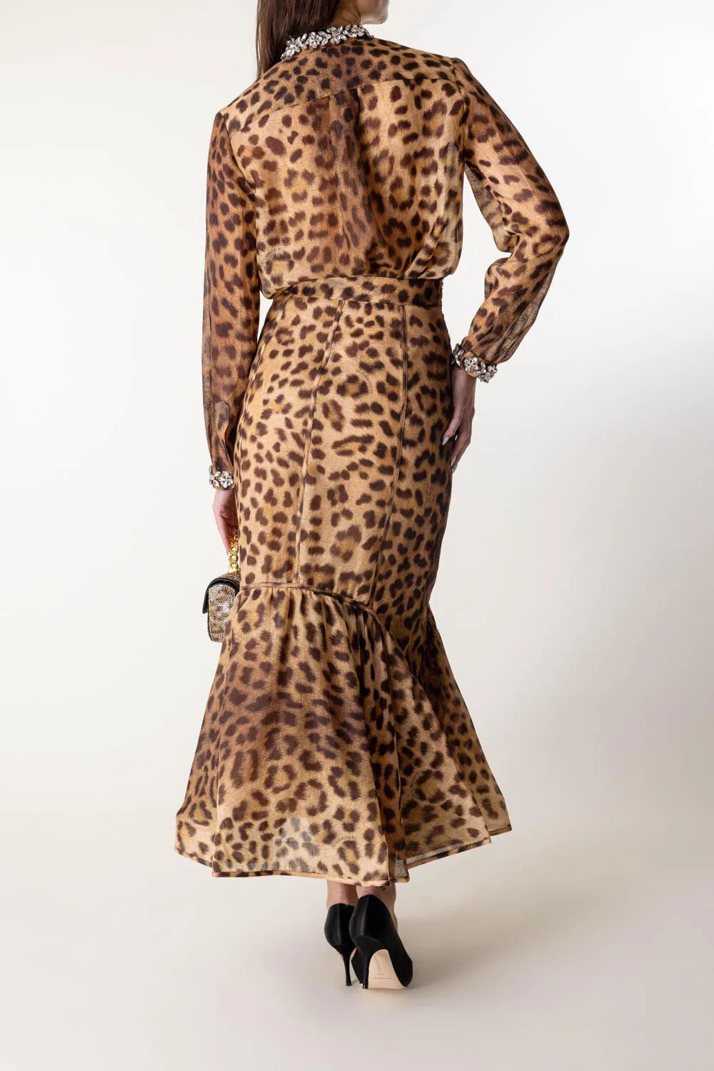 Crush Panelled Pencil Skirt - Image 4