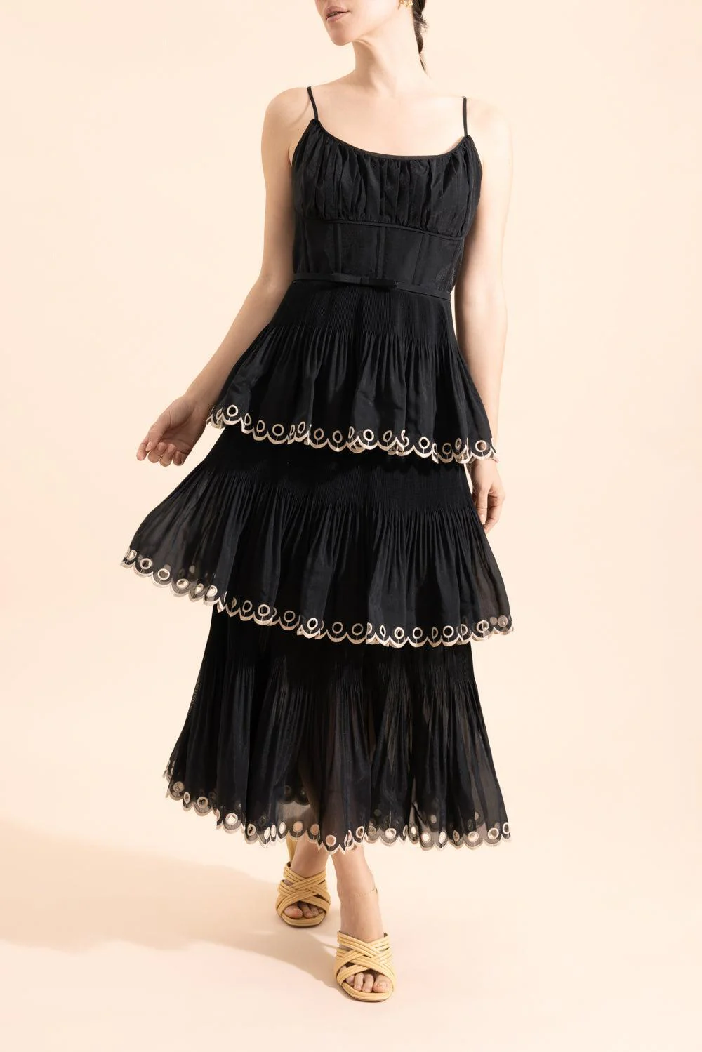 Embroidered Tiered Midi Dress - Image 2