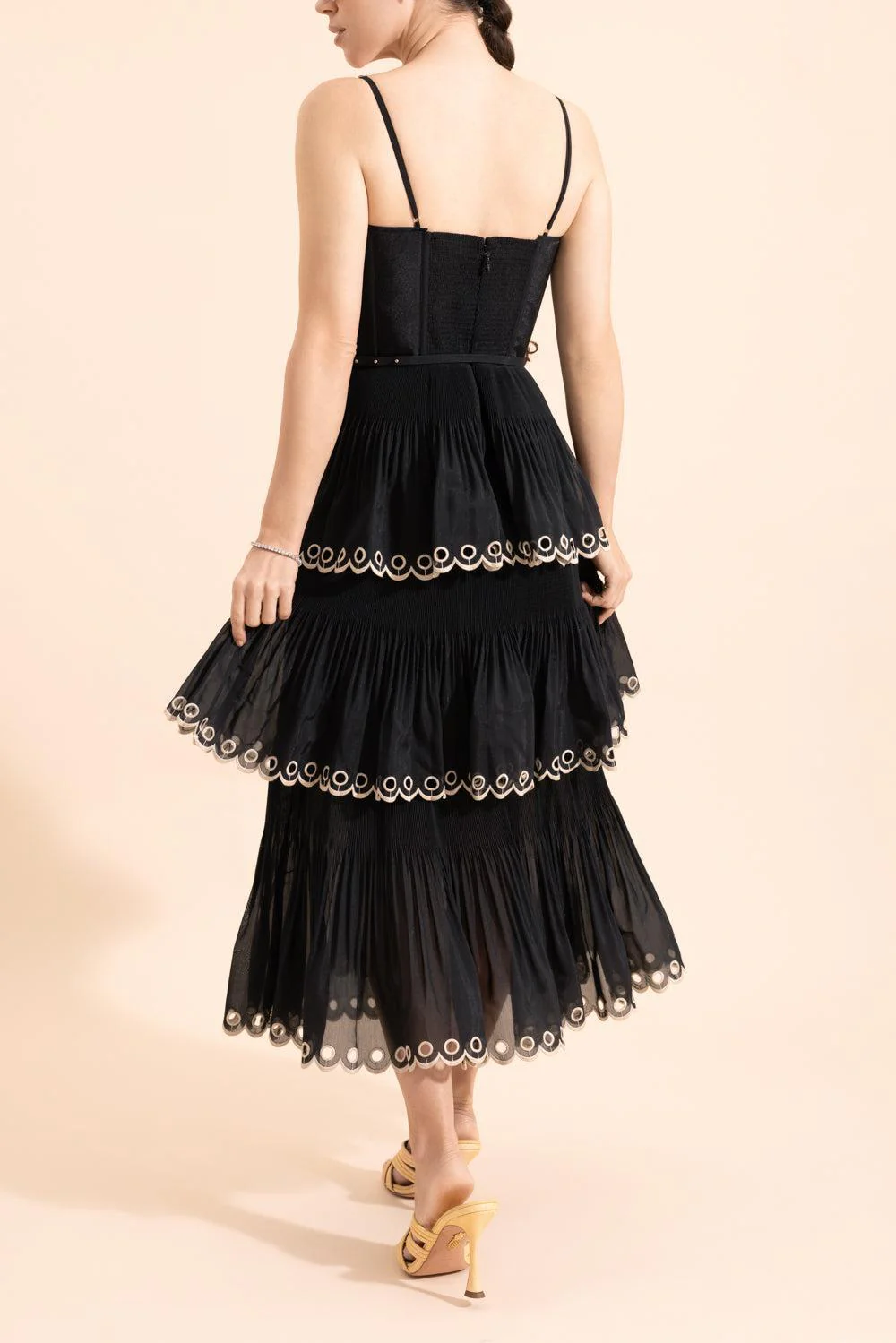 Embroidered Tiered Midi Dress - Image 4
