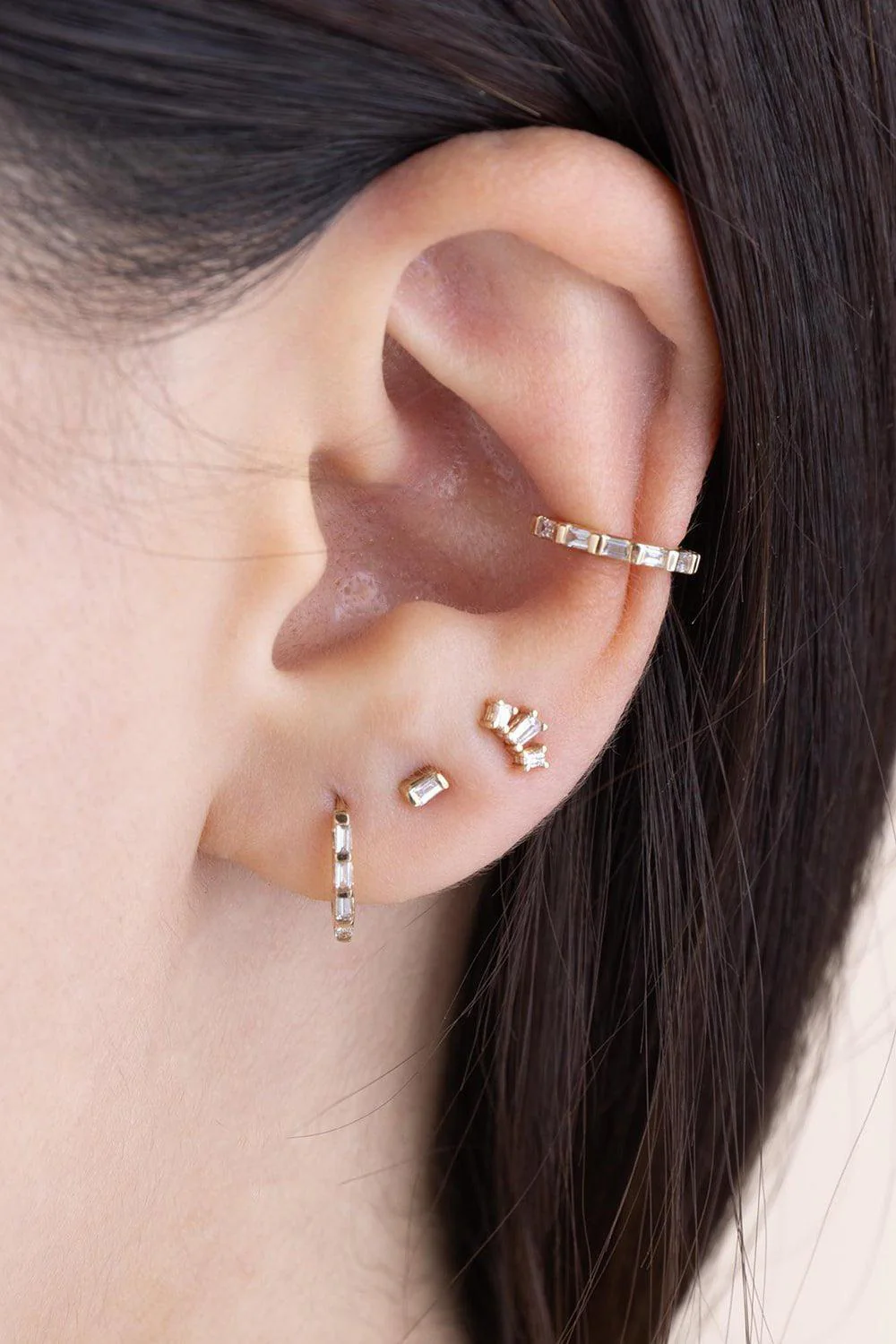 Baguette Diamond Eternity Ear Cuff - Image 2