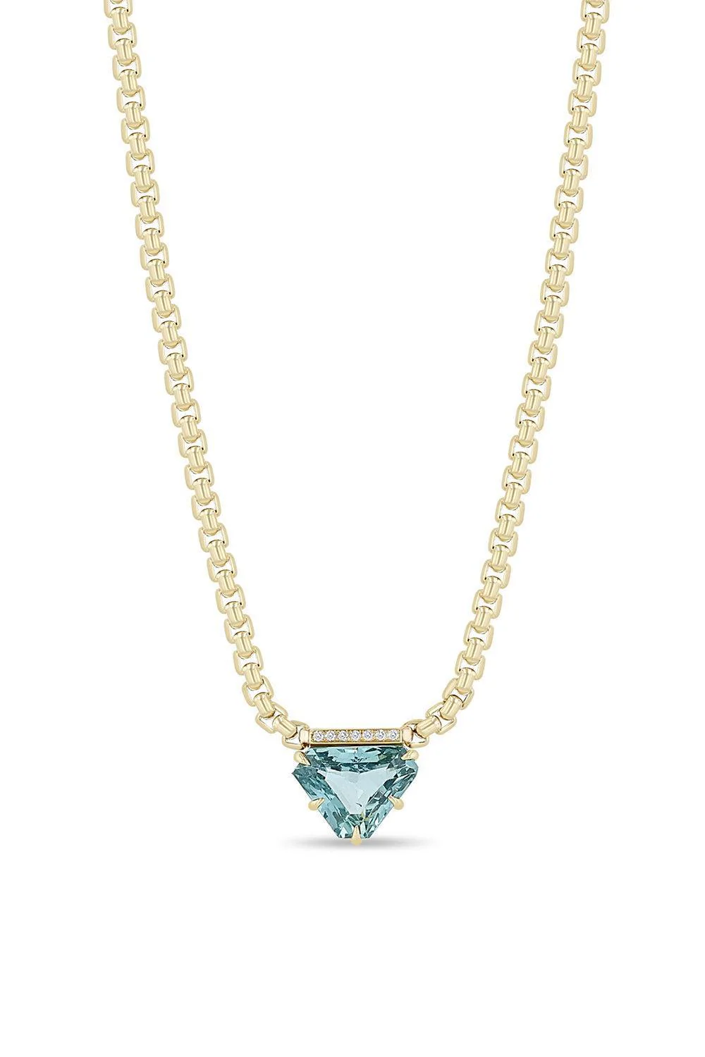Blue Sapphire Shield Cut Necklace
