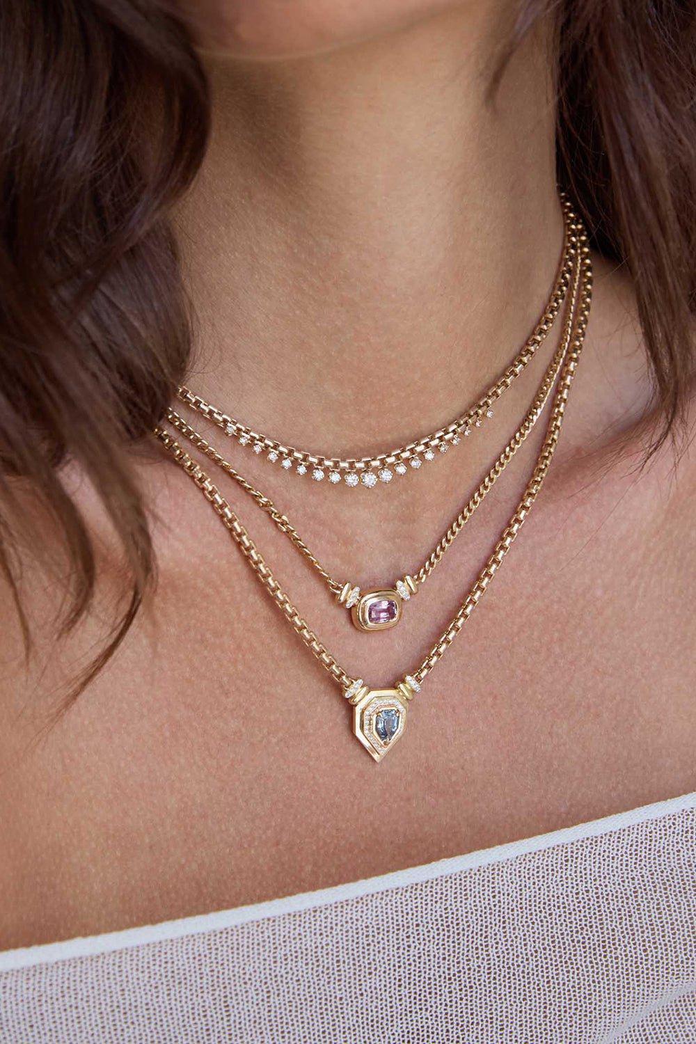 Blue Sapphire Shield Necklace - Image 2