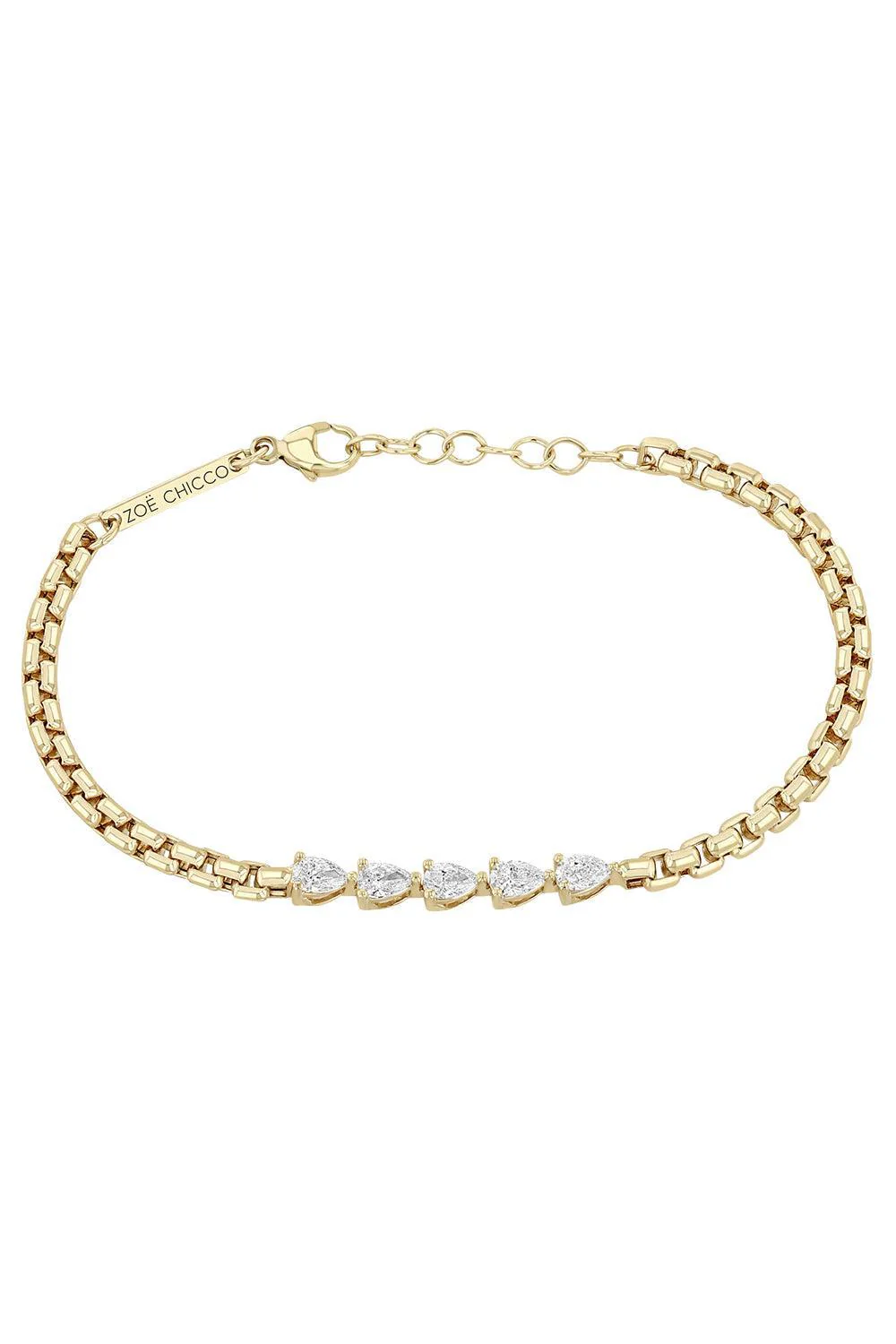 Diamond 5 Link Box Chain Bracelet