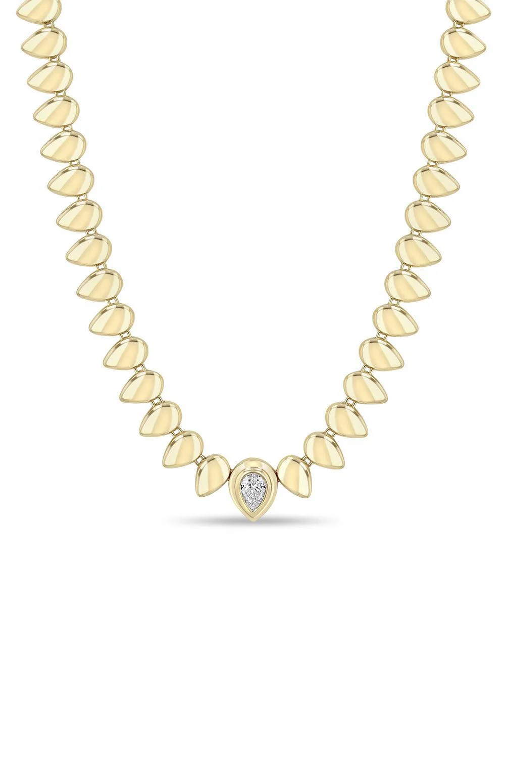 Diamond Bezel Teardrop Link Necklace