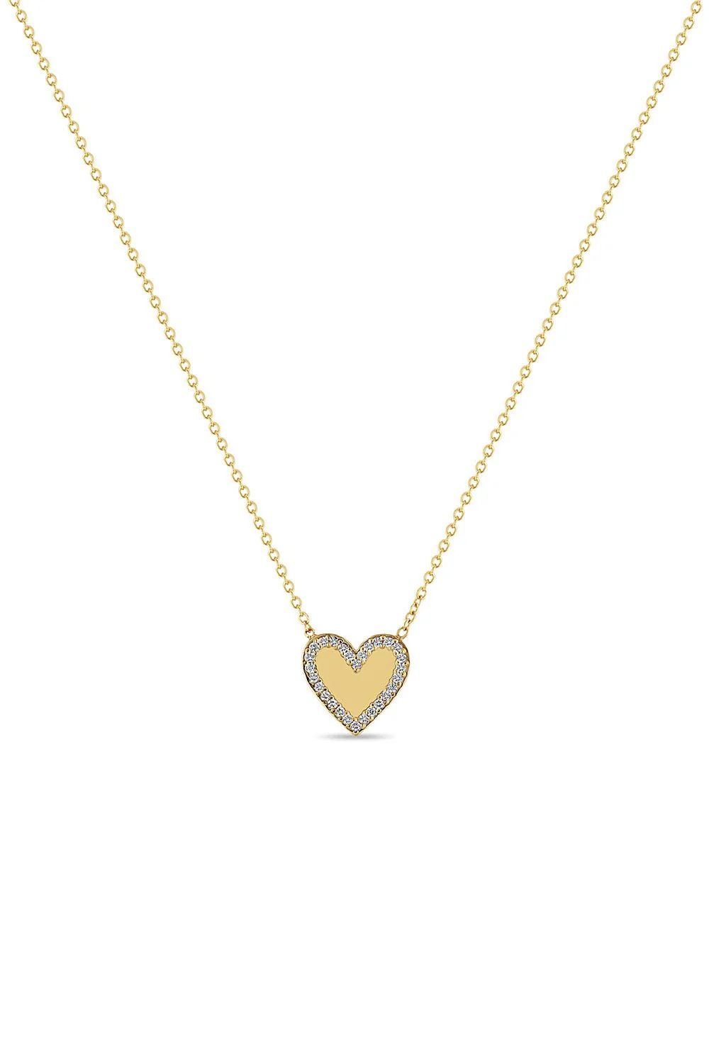 Diamond Border Heart Necklace