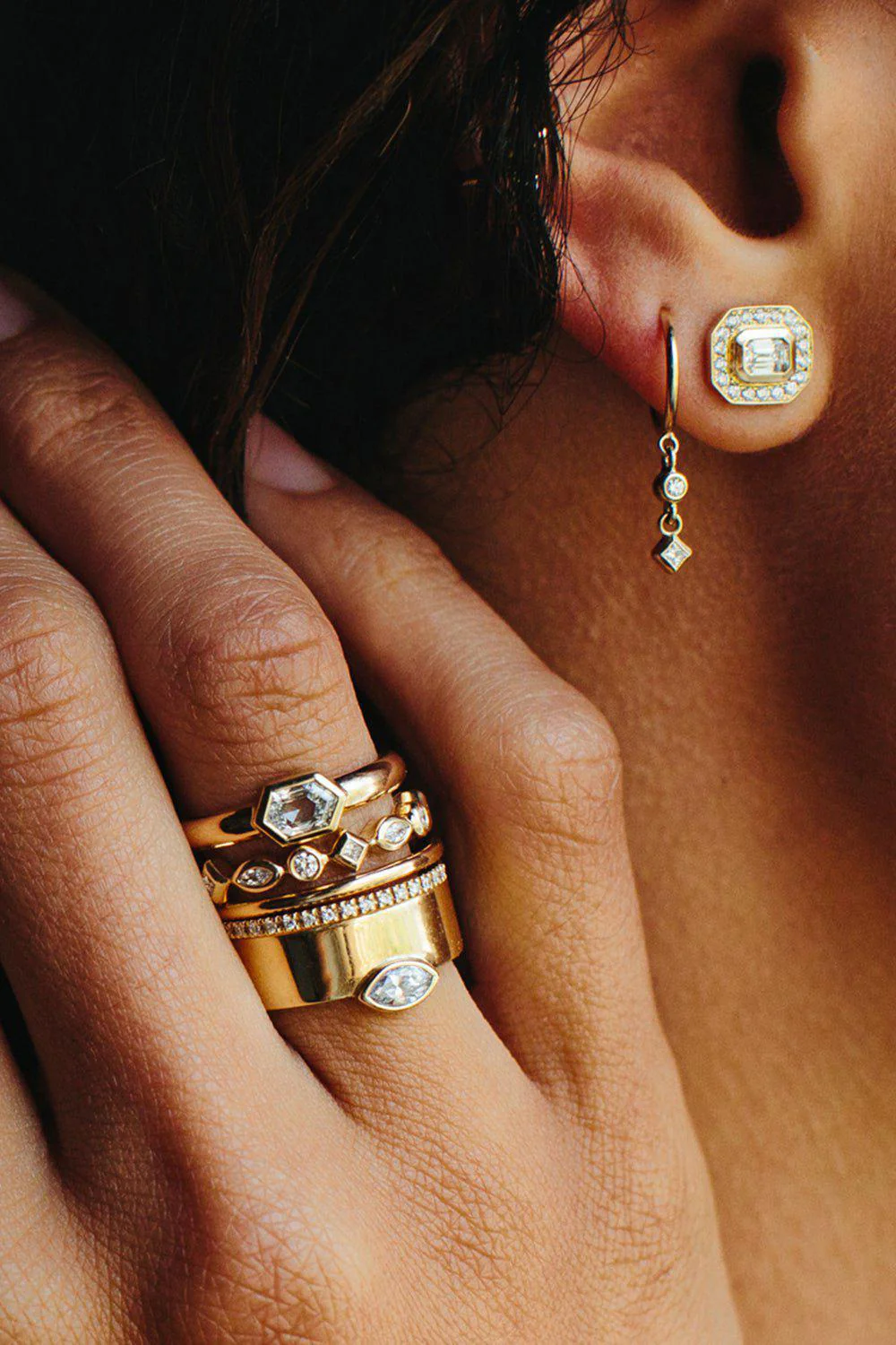 Diamond Halo Stud Earrings - Image 2