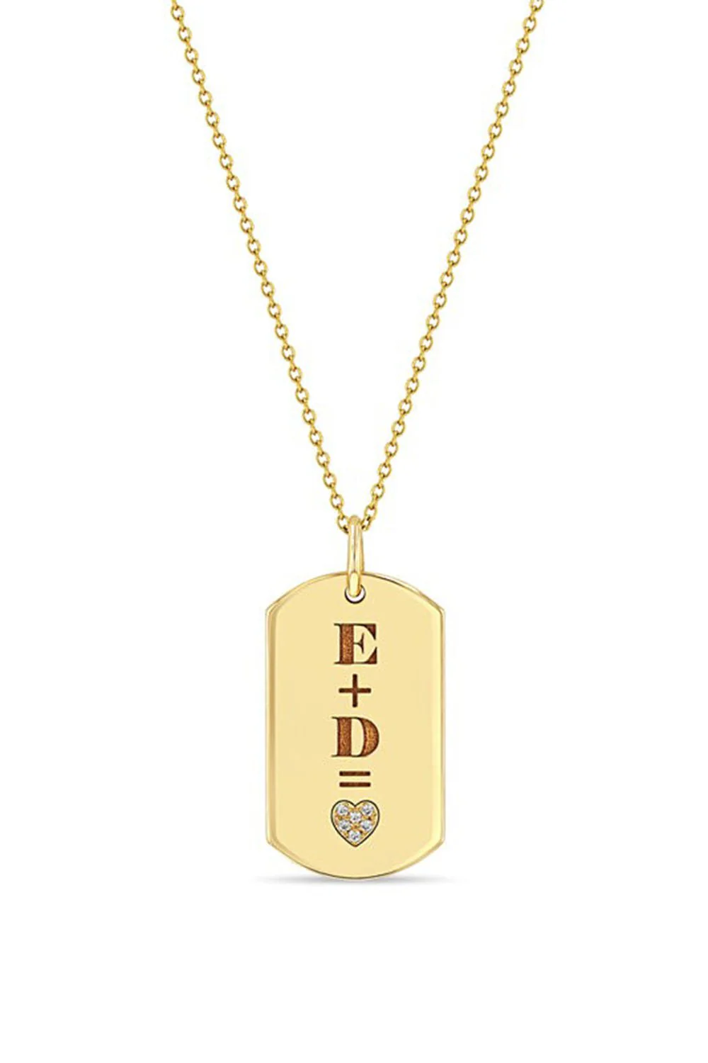 Diamond Heart Equation Medium Dog Tag Necklace