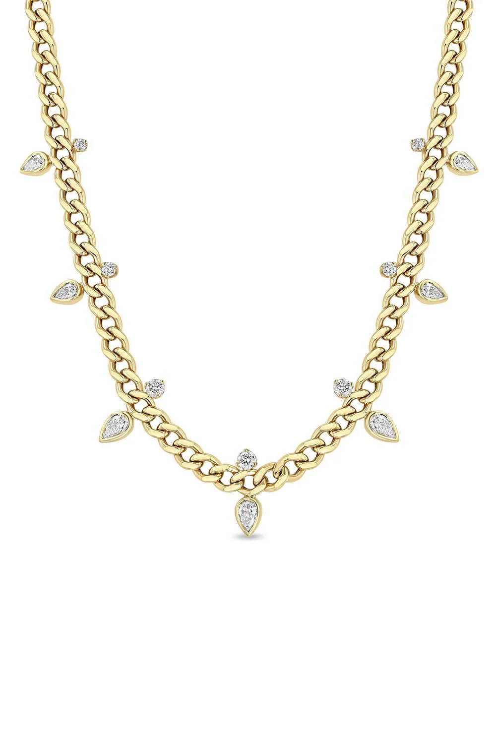 Diamond Hollow Curb Chain Necklace