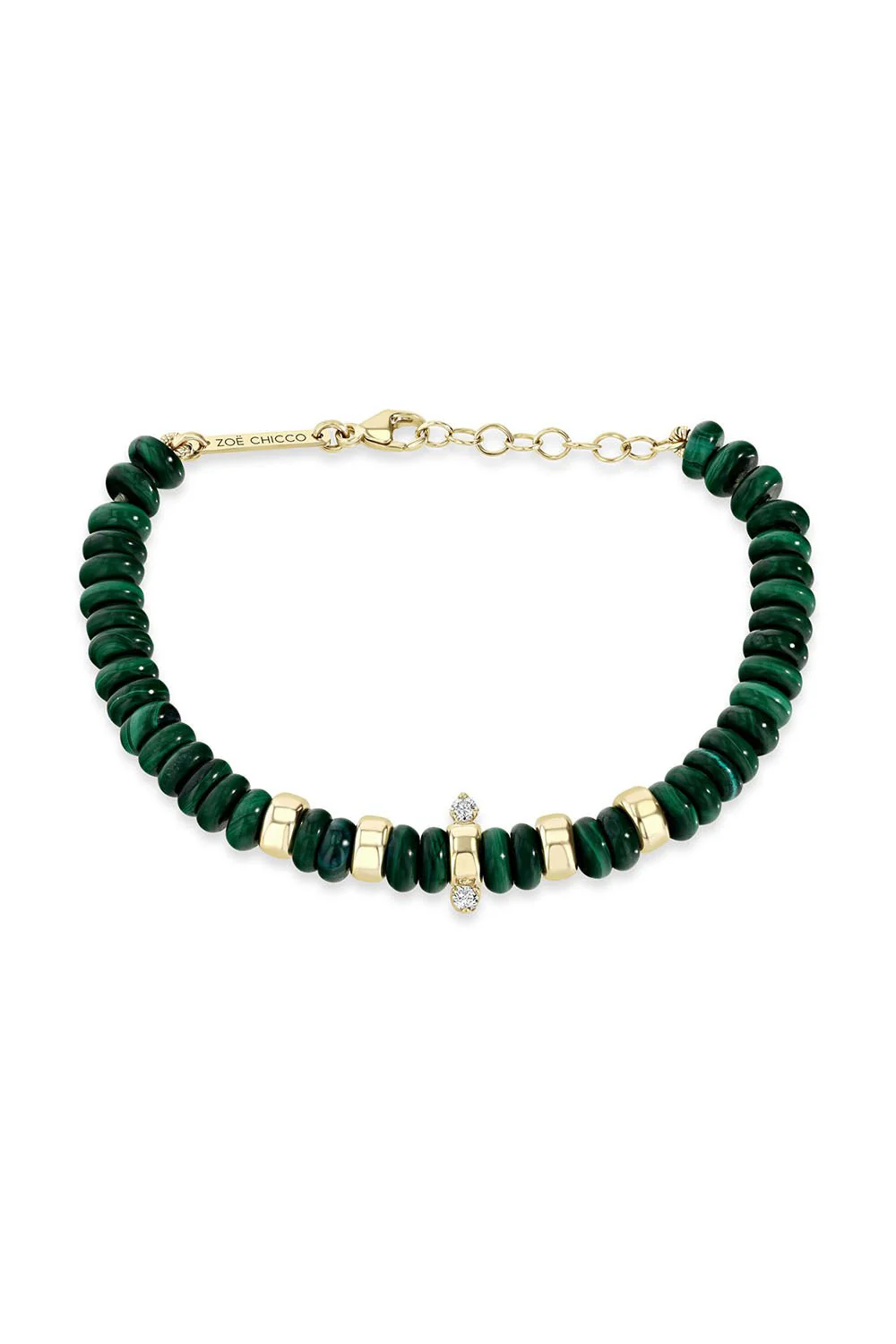Diamond Malachite Beaded Bracelet