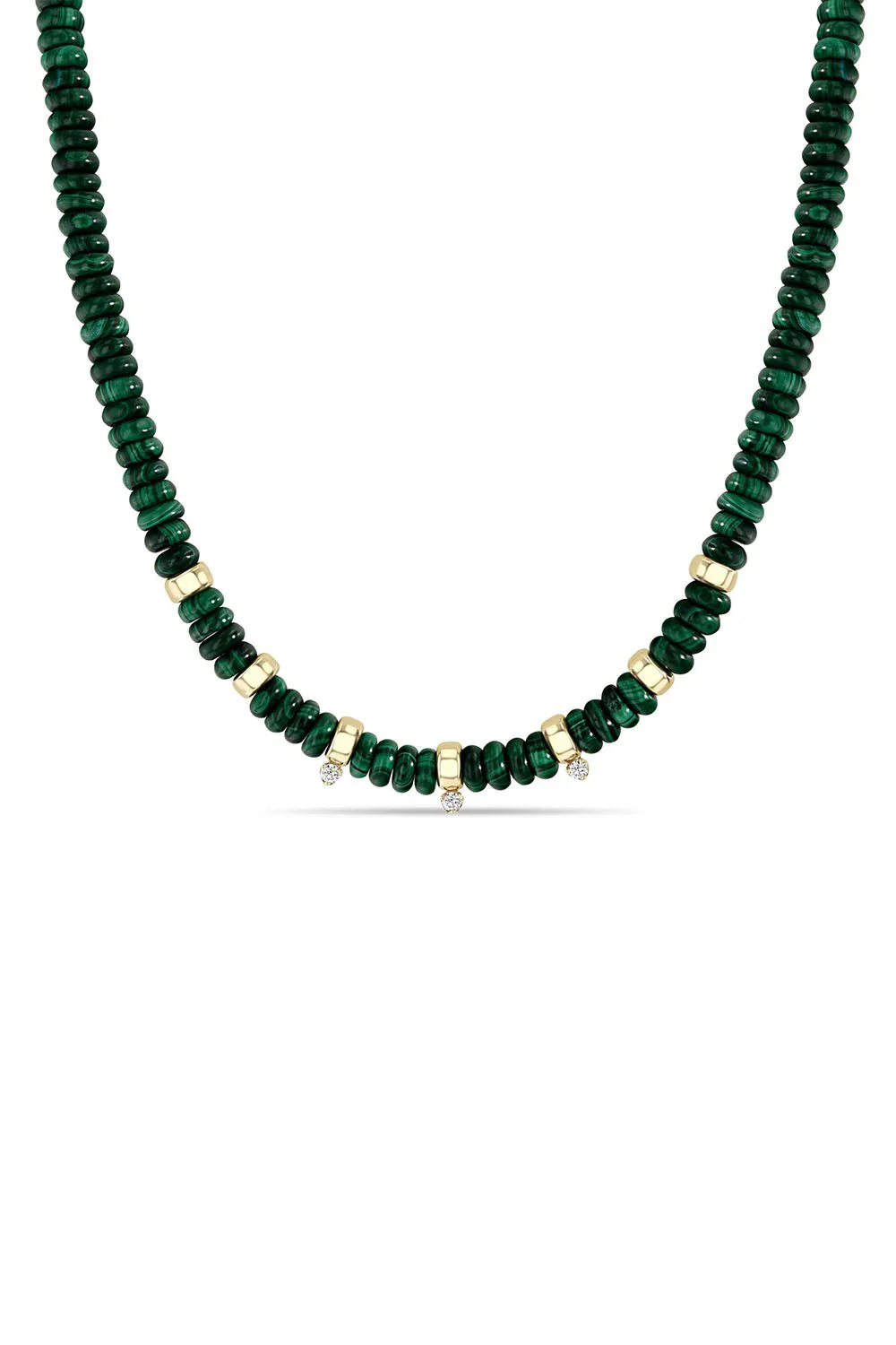 Diamond Malachite Beaded Necklace