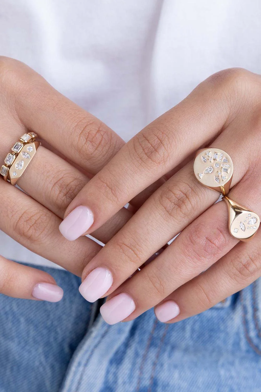Diamond Mosaic Elongated Hexagon Signet Ring - Image 2