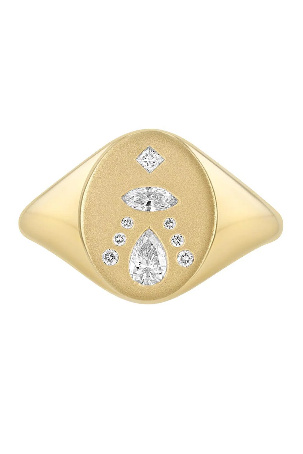 Diamond Mosaic Oval Signet Ring