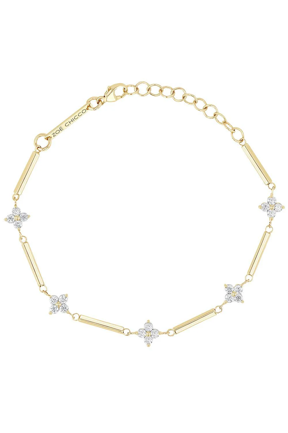 Diamond Quad Station Linked Bar Bracelet