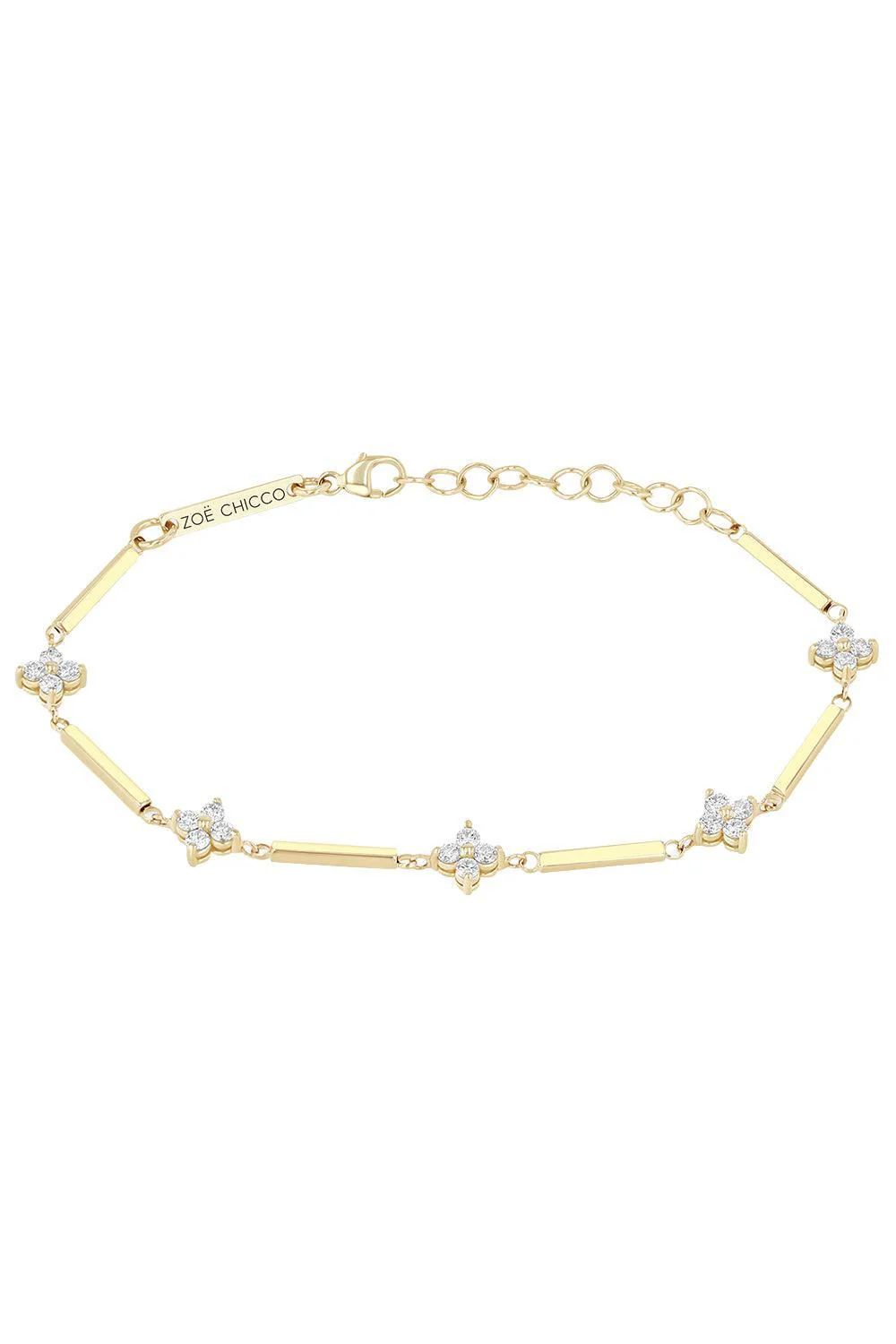 Diamond Quad Station Linked Bar Bracelet - Image 4