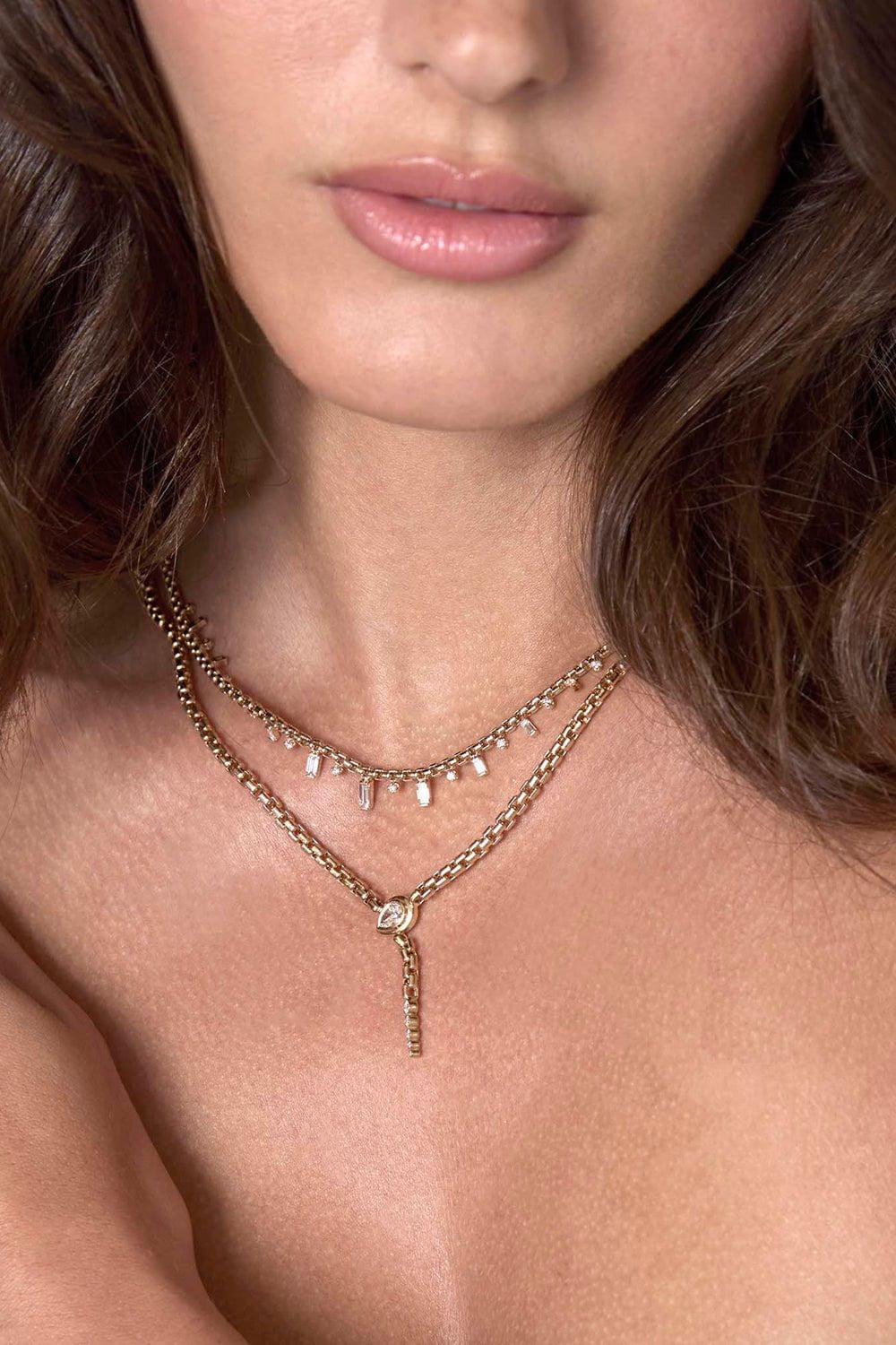 Diamond Serpent Box Chain Necklace - Image 3