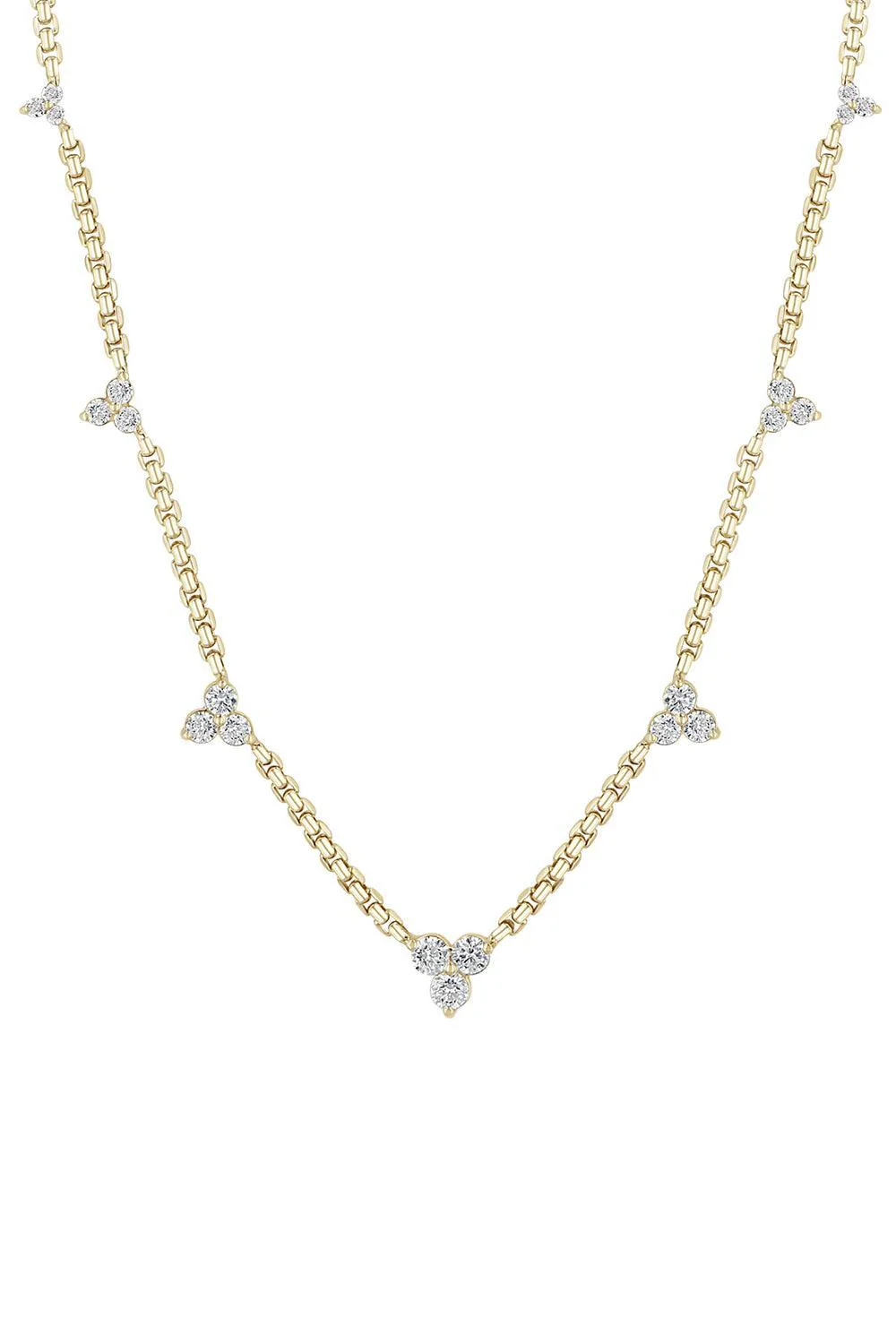 Diamond Small Trio Station Box Chain Chain Necklace