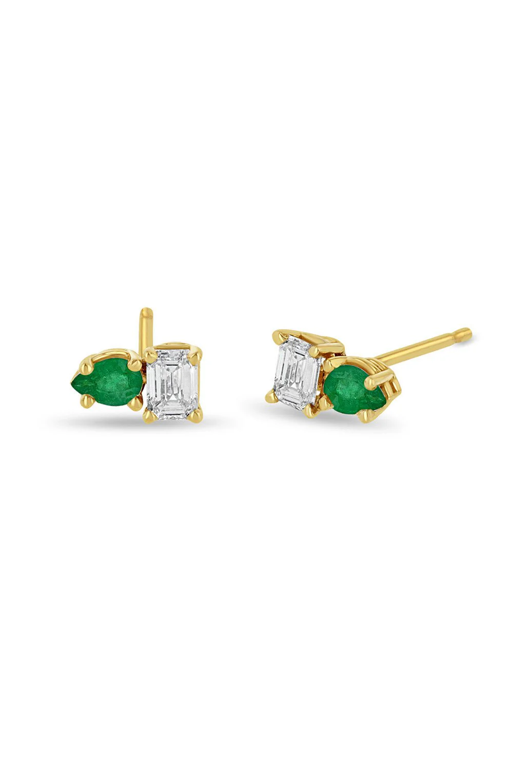 Emerald Diamond Stud Earrings