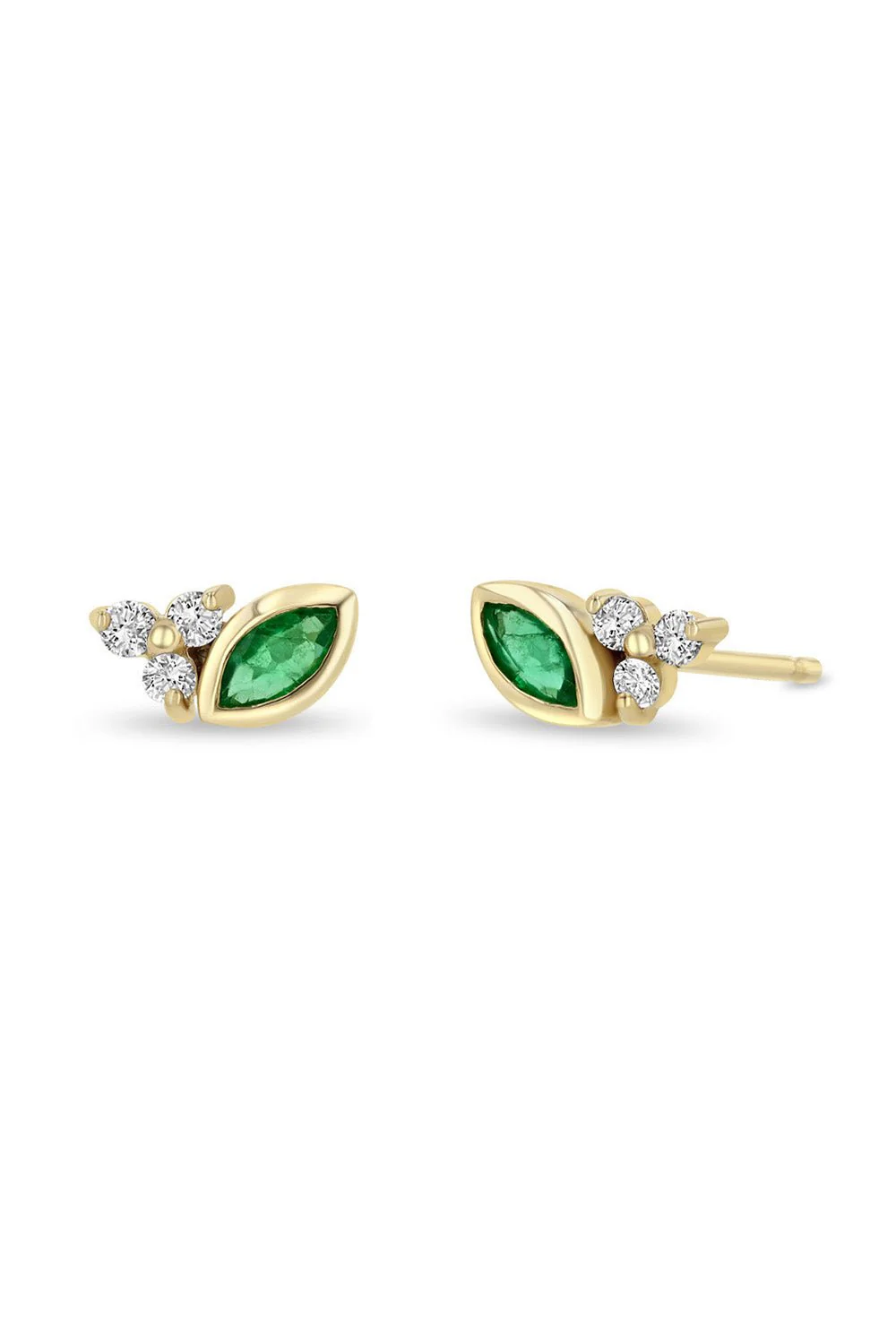 Emerald Diamond Trio Stud Earrings