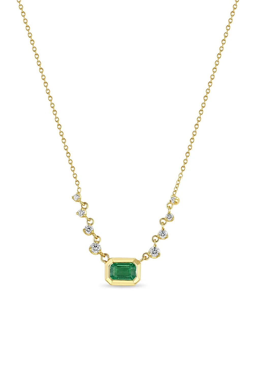 Emerald Graduating Bezel Necklace