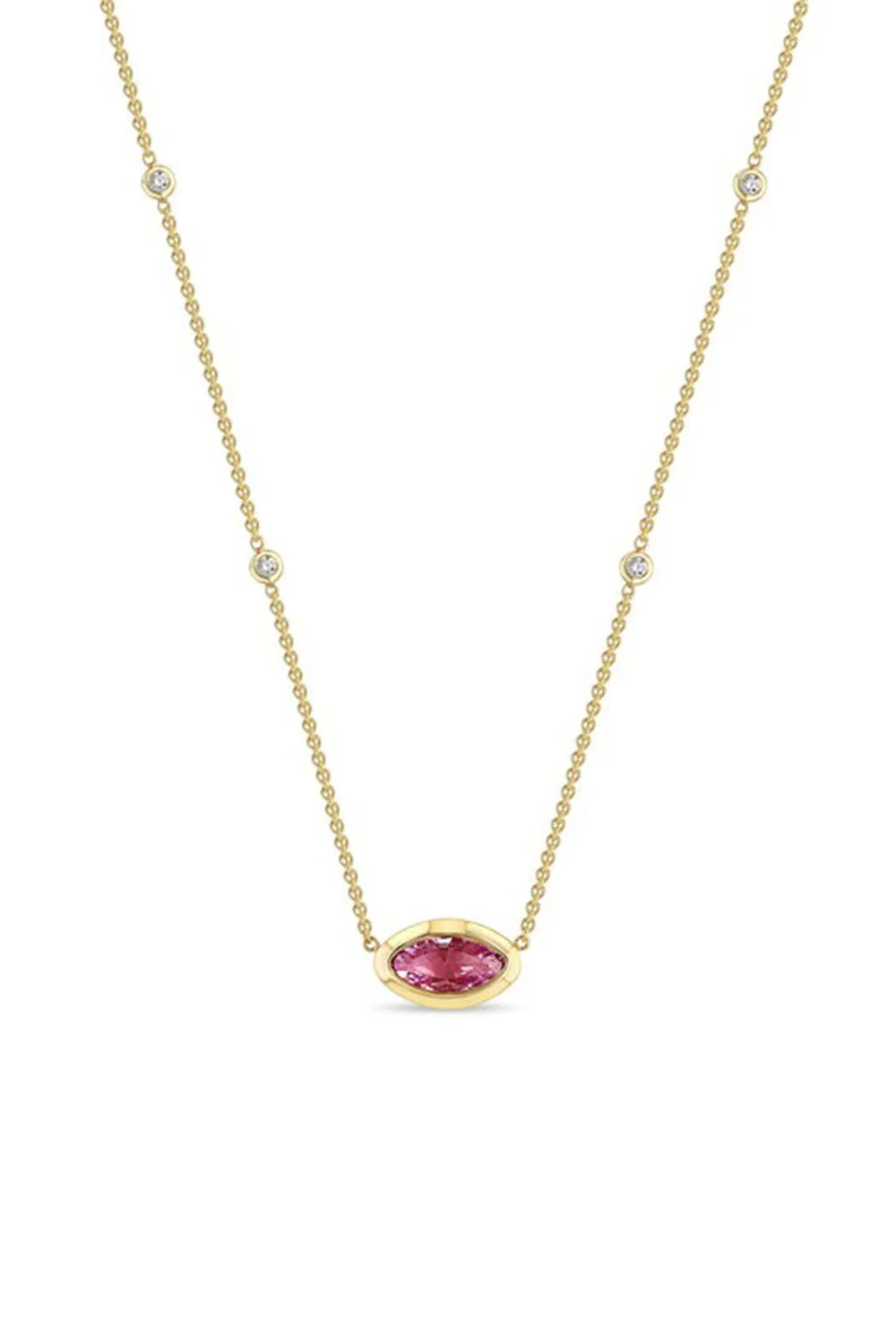 Floating Diamond Pink Sapphire Necklace