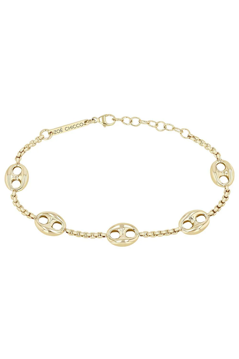 Large 5 Mariner Link Station Box Chain Bracelet
