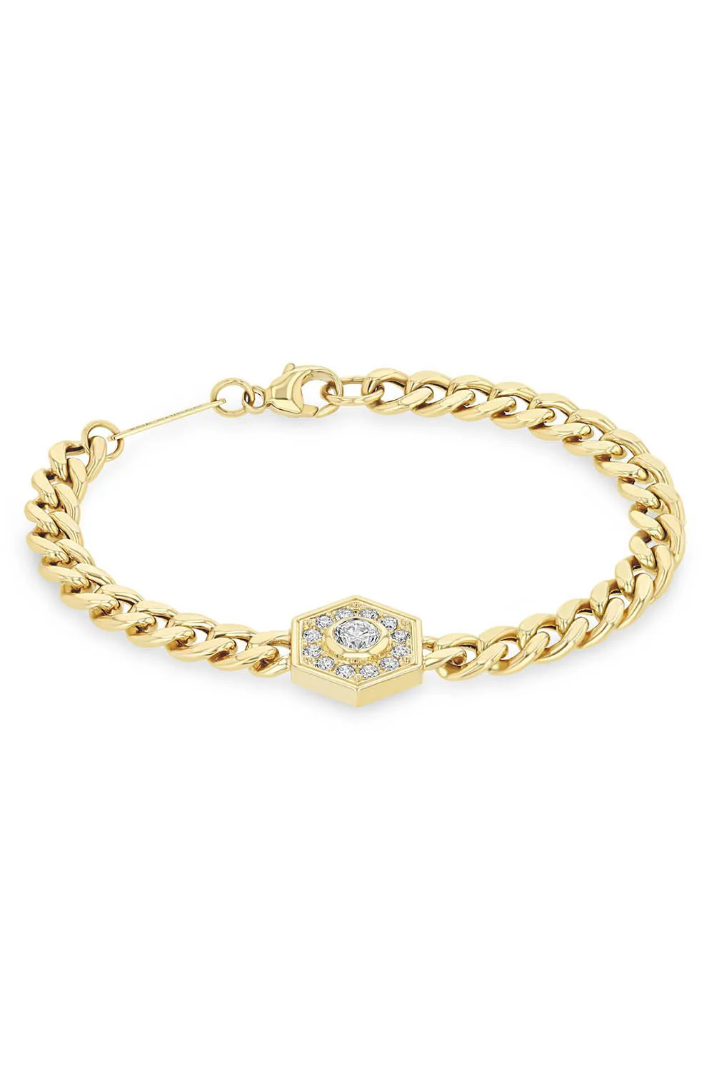 Large Curb Chain Halo Bracelet