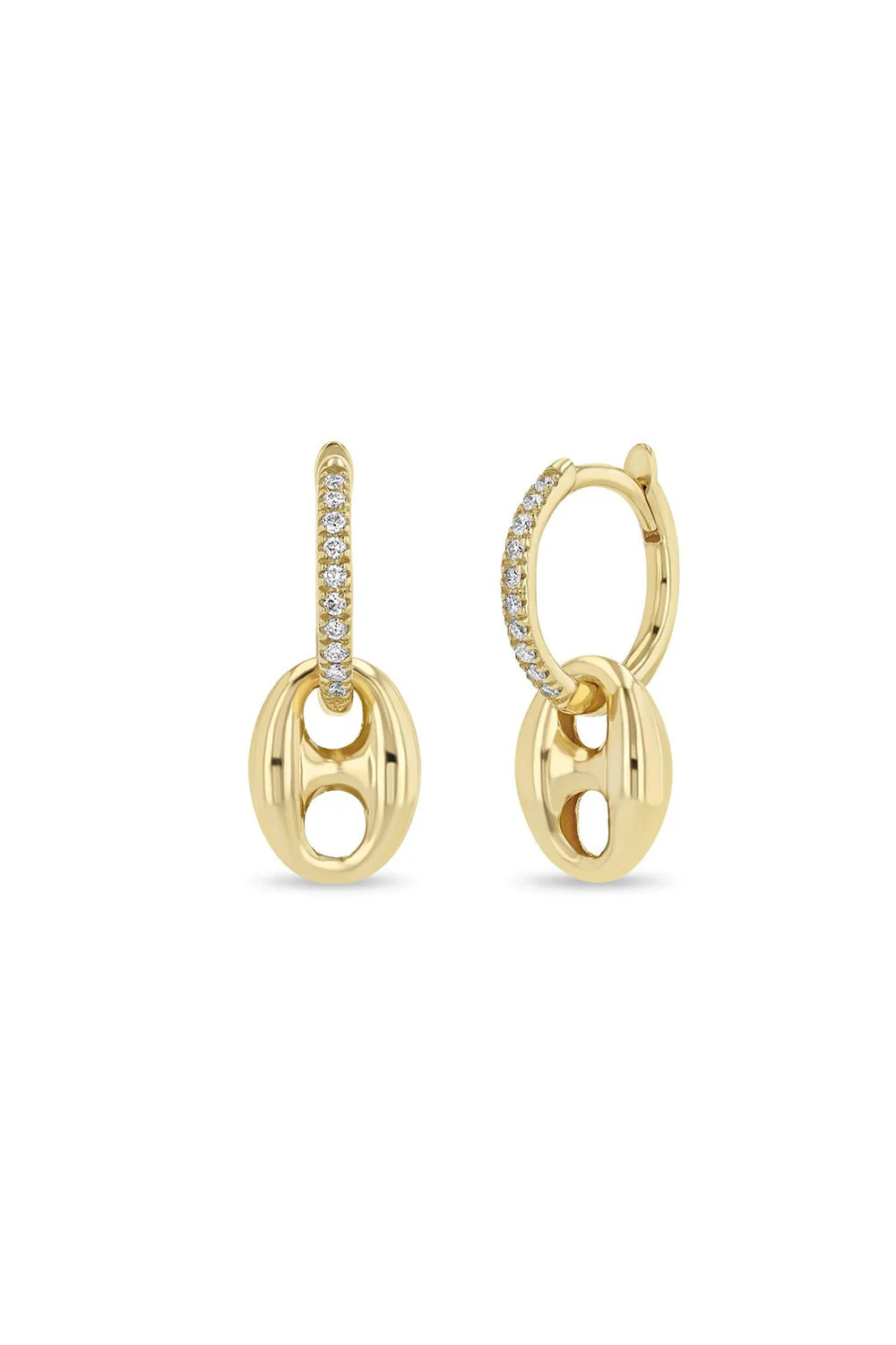 Large Mariner Diamond Dangling Huggie Hoop Earrings