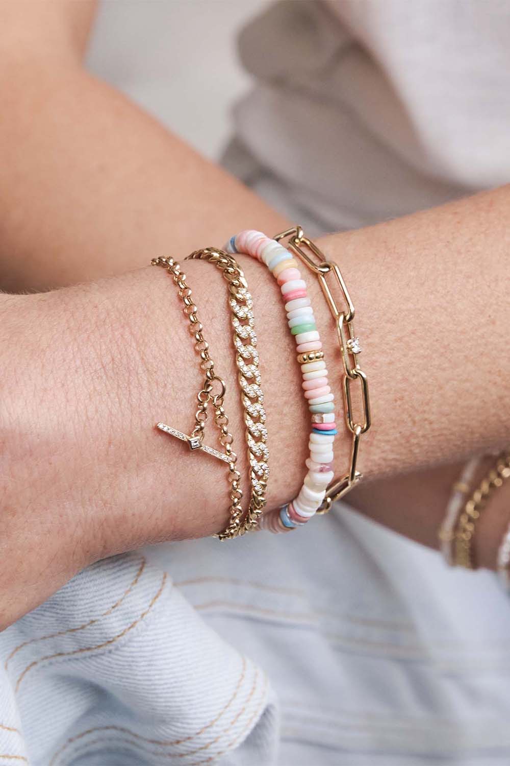 Light Tone Mixed Opal Bead Bracelet - Image 3