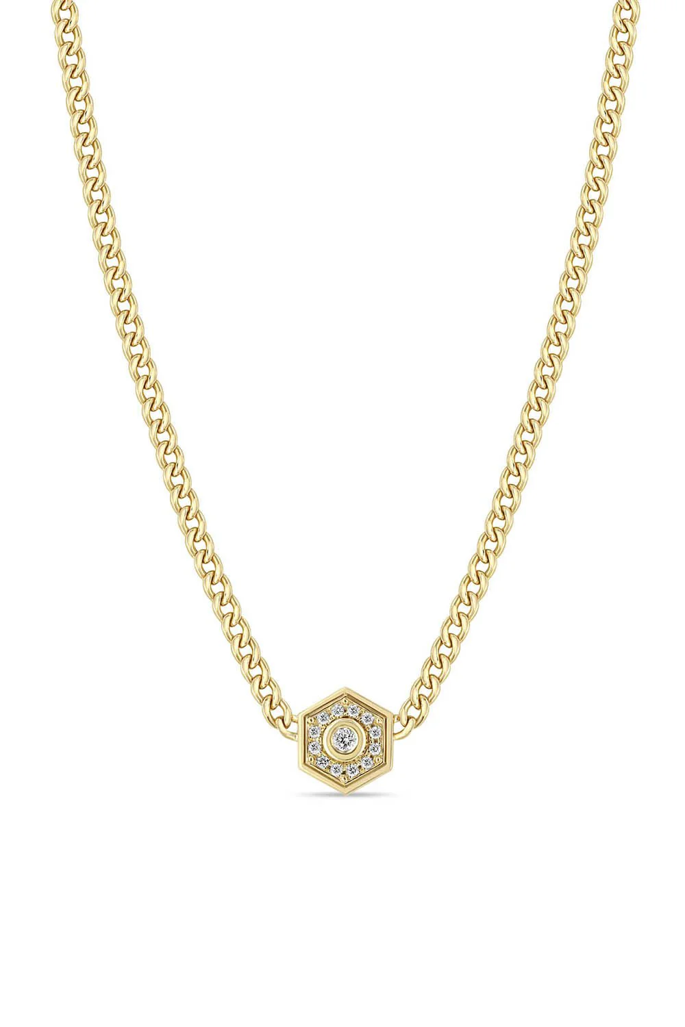 Medium Curb Chain Halo Necklace