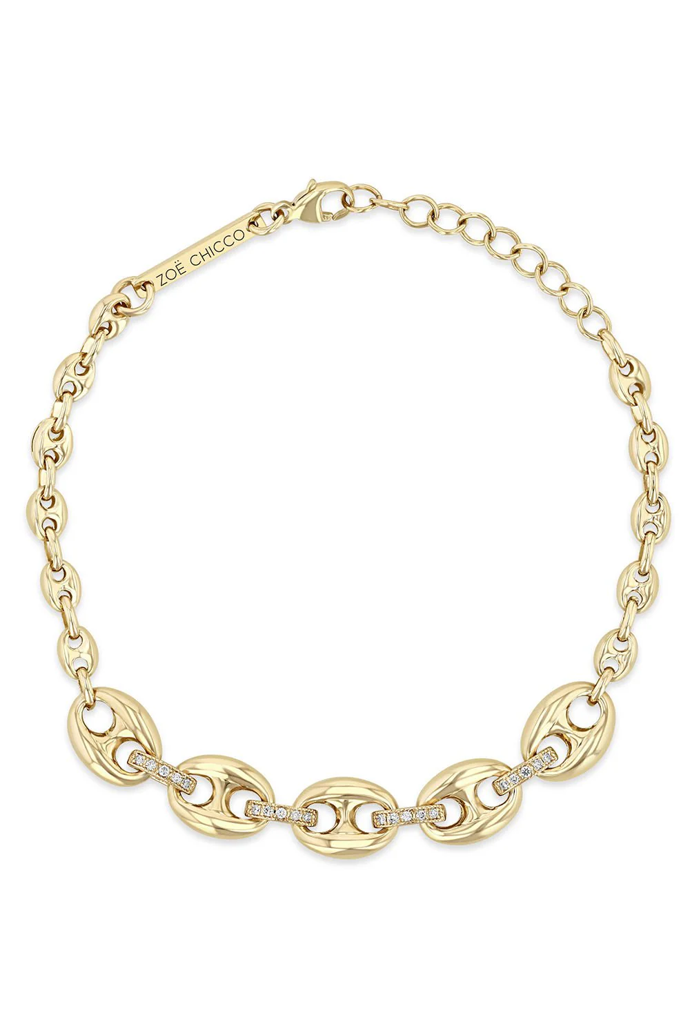 Mixed Diamond Link Mariner Chain Bracelet