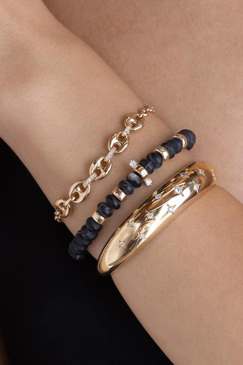 Mixed Diamond Link Mariner Chain Bracelet - Image 2