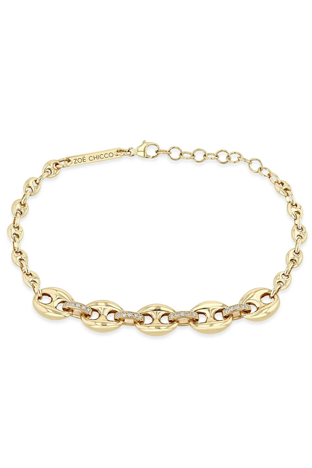 Mixed Diamond Link Mariner Chain Bracelet - Image 3